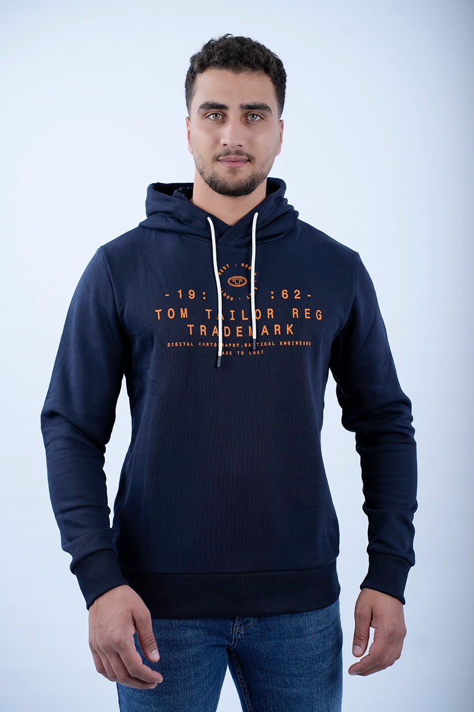 Tom Tailor Navy Hoodie With Logo Front Design