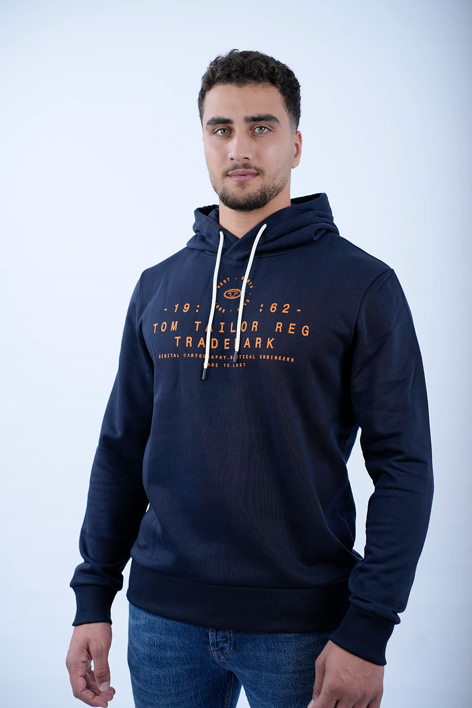 Tom Tailor Navy Hoodie With Logo Front Design