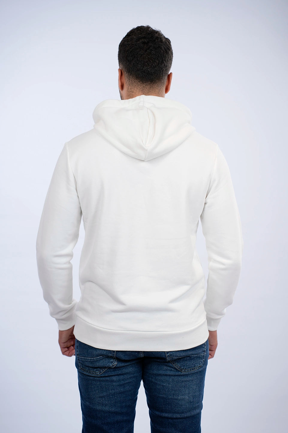 Off White Casual Hoodie With Front Design