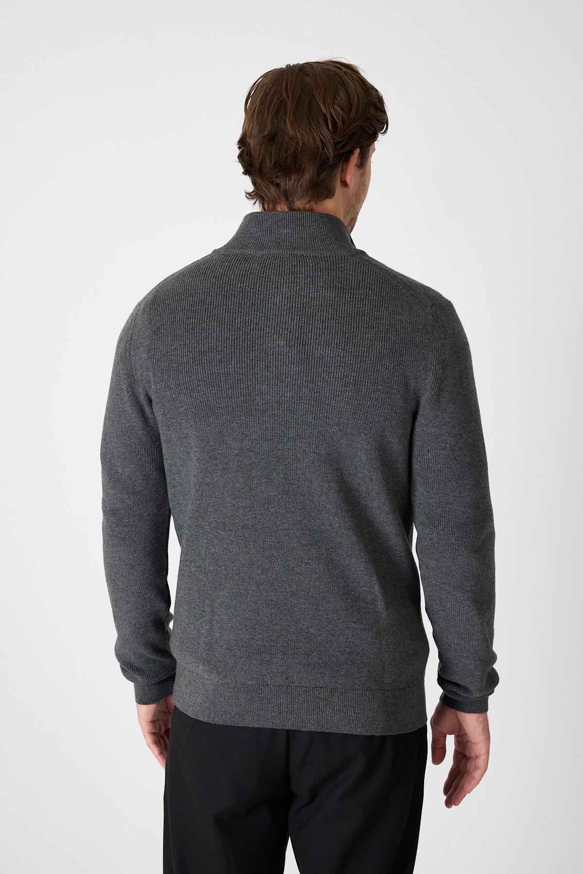 Casual Antra Quarter Zip Pullover With Contrast Collar Accent