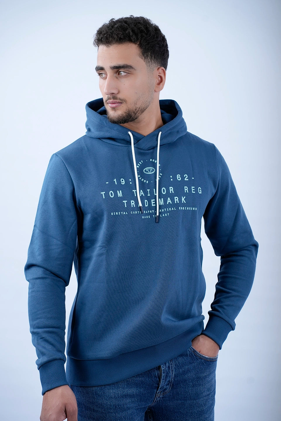 Tom Tailor Blue Hoodie With Logo Front Design