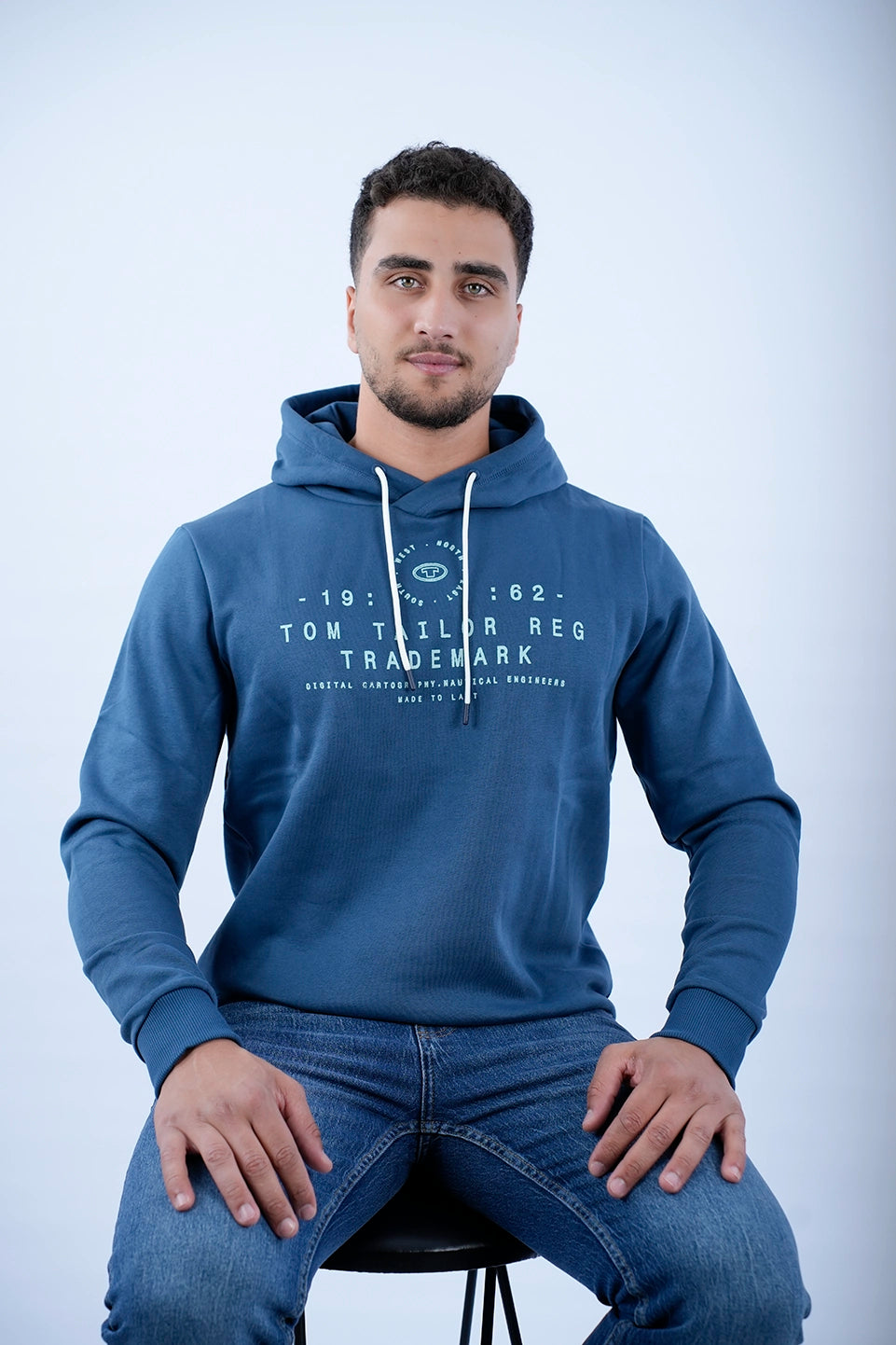 Tom Tailor Blue Hoodie With Logo Front Design