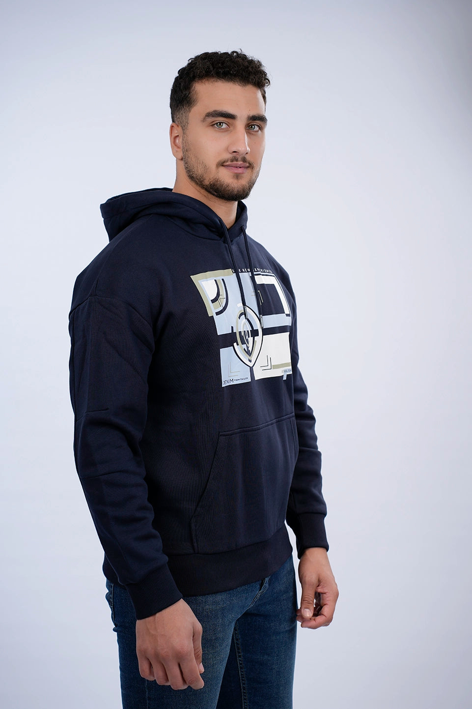 Tom Tailor Navy Hoodie With Front Print