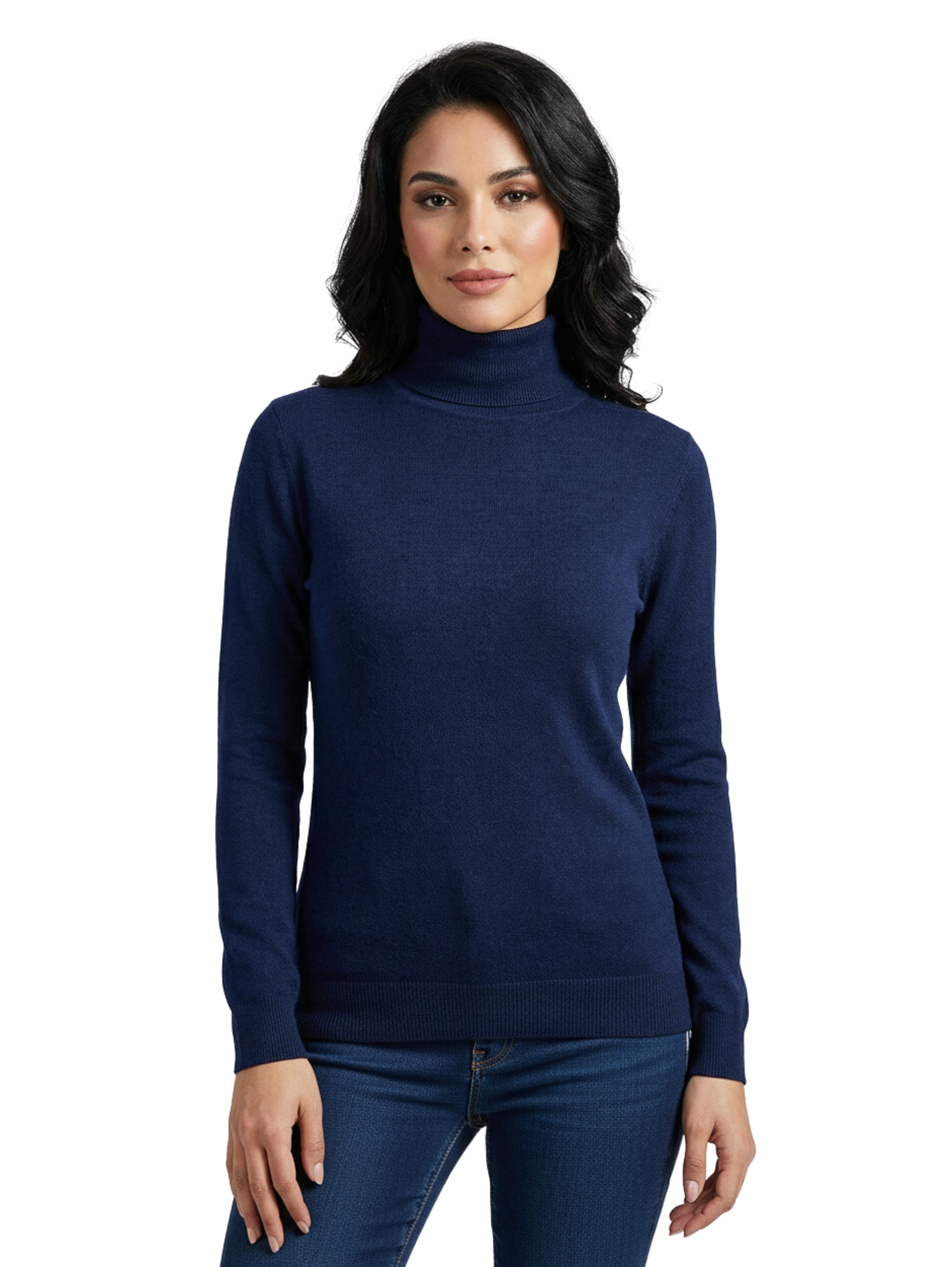 Long Sleeved Navy Sweater Stand up Collar