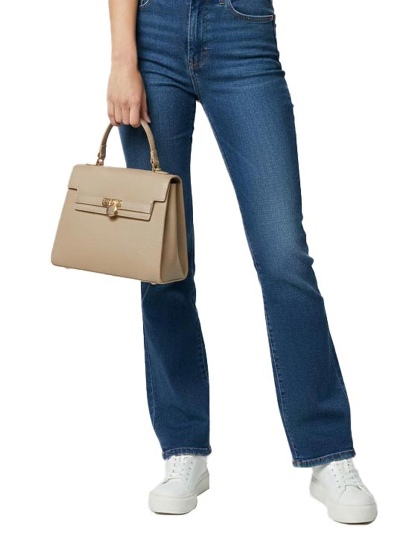 Beige Top Handle Bag With a Elegant Silhouette