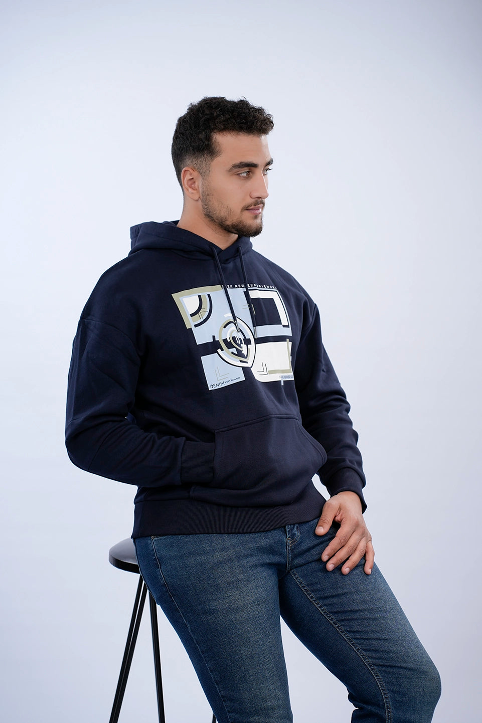 Tom Tailor Navy Hoodie With Front Print