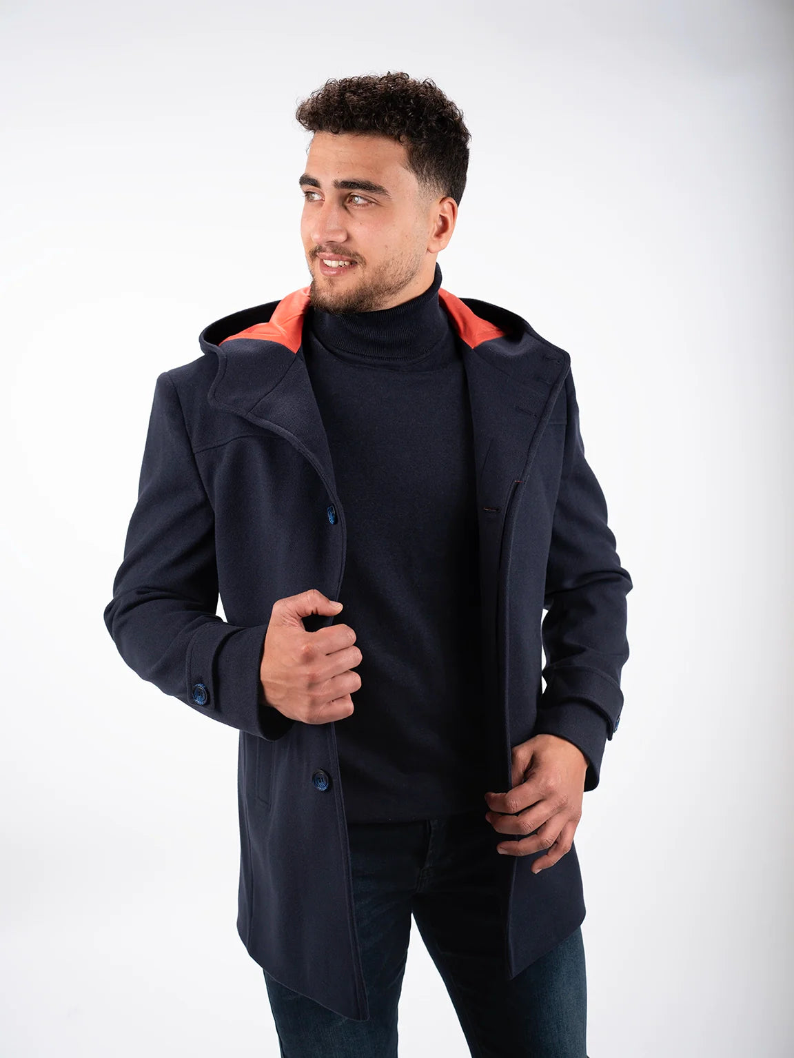 Navy Hooded Coat