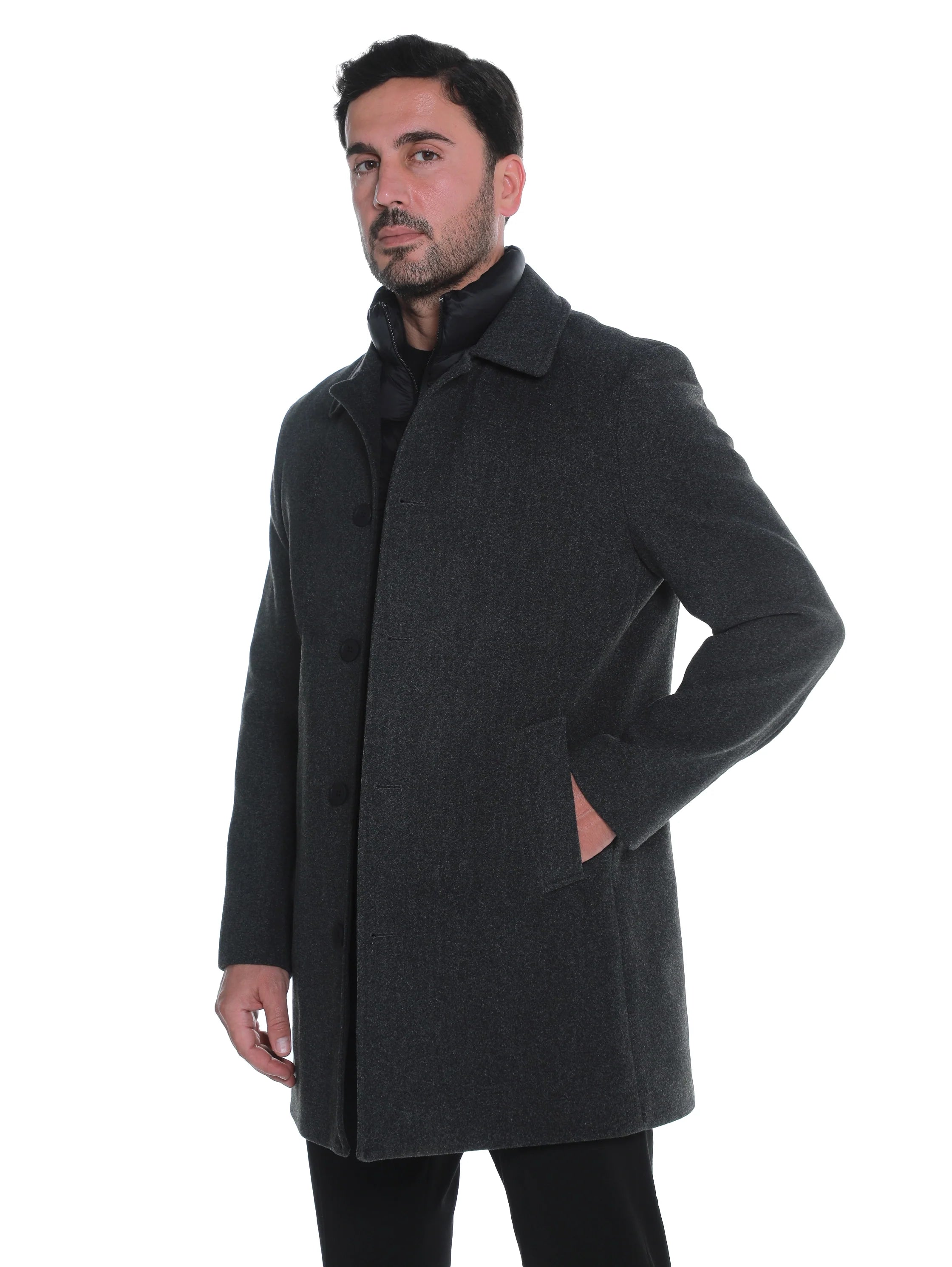 Dark Grey Casual Coat with Double Layer