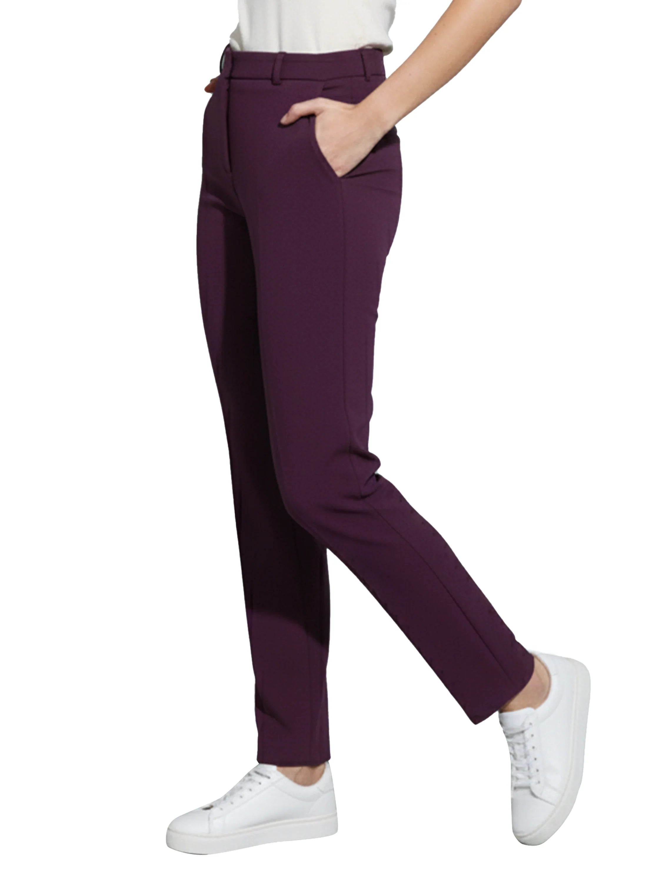 Dark Purple Pant With Button & Zipper To Close