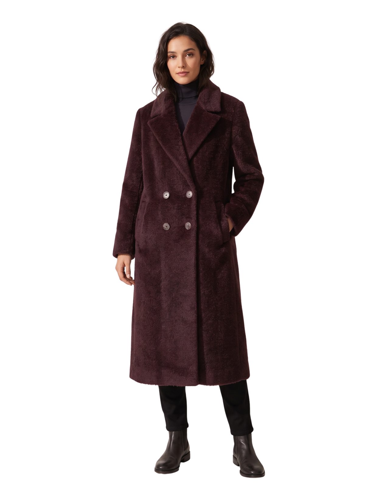 Bordo Long Double-Breasted Charcoal Coat
