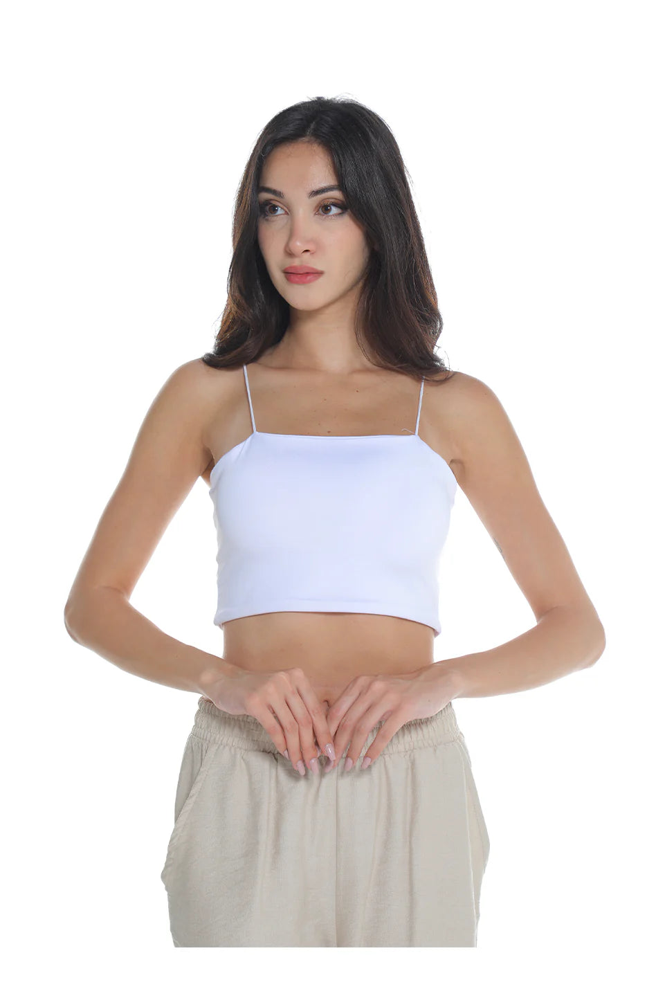 Thin Strap White Crop Top