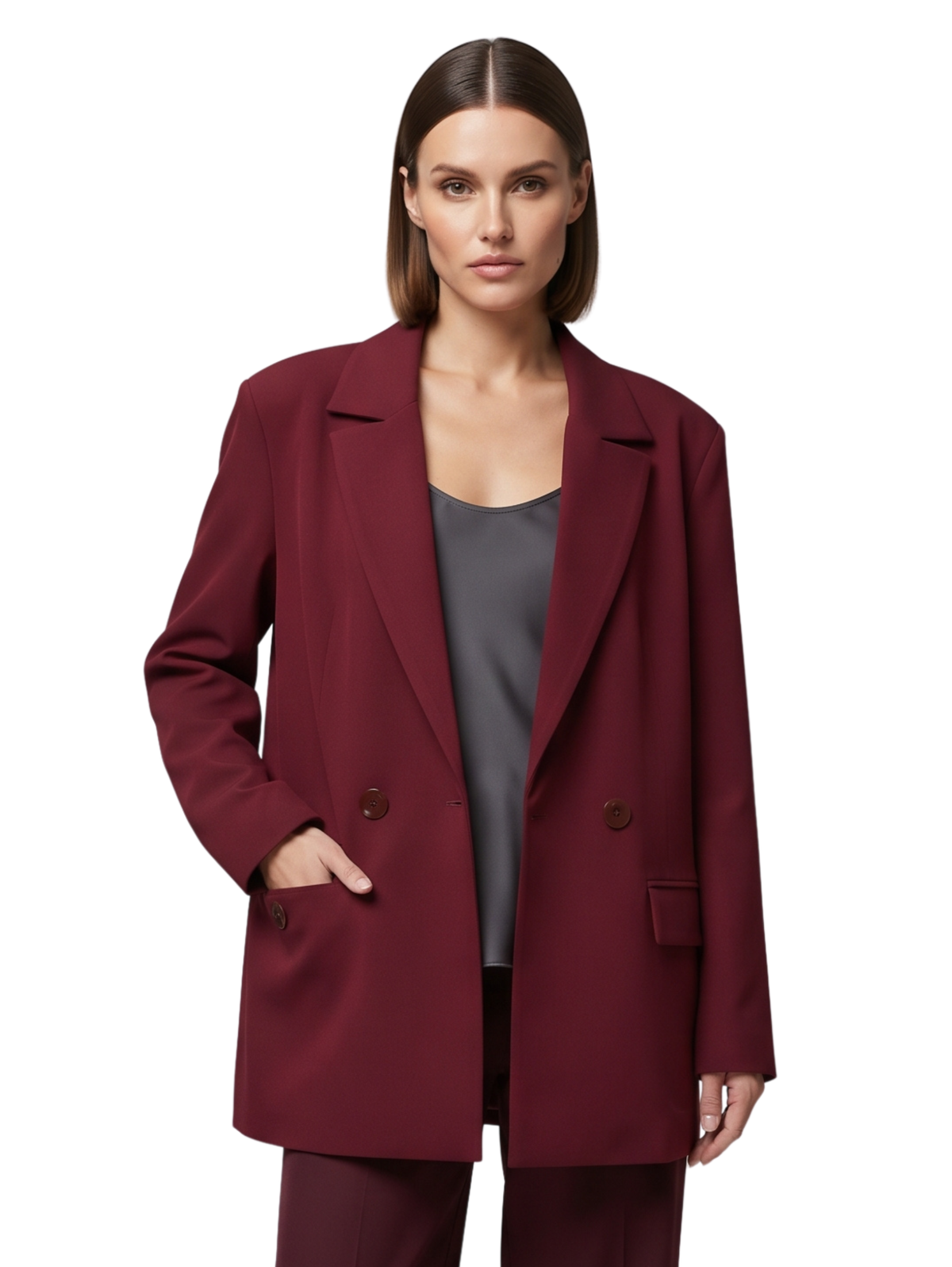 Wine Oversized Blazer