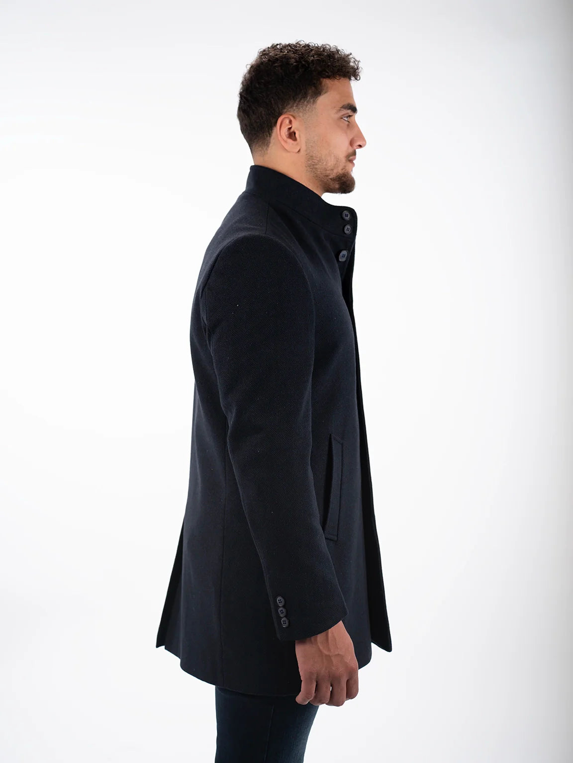 Navy Coat with Button to Close