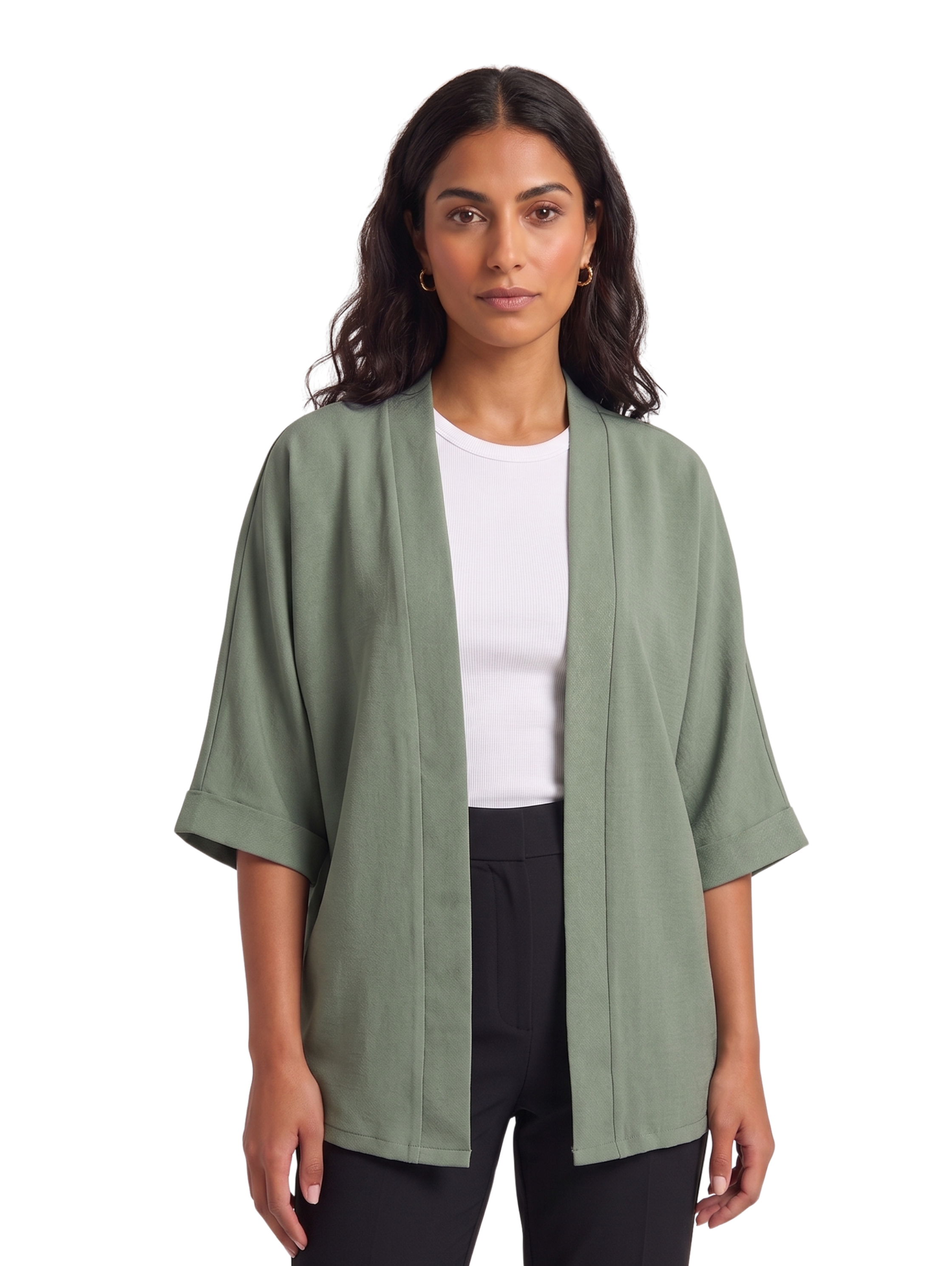 Olive Drop Shoulder Linen Cardigan