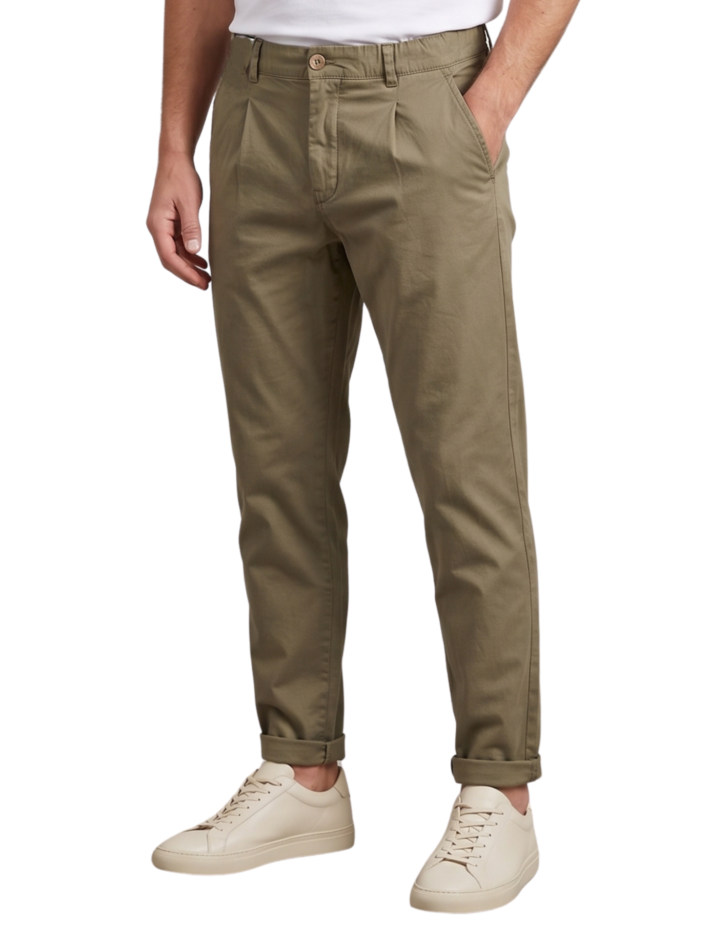 Olive Chino-Style Jogger Pants