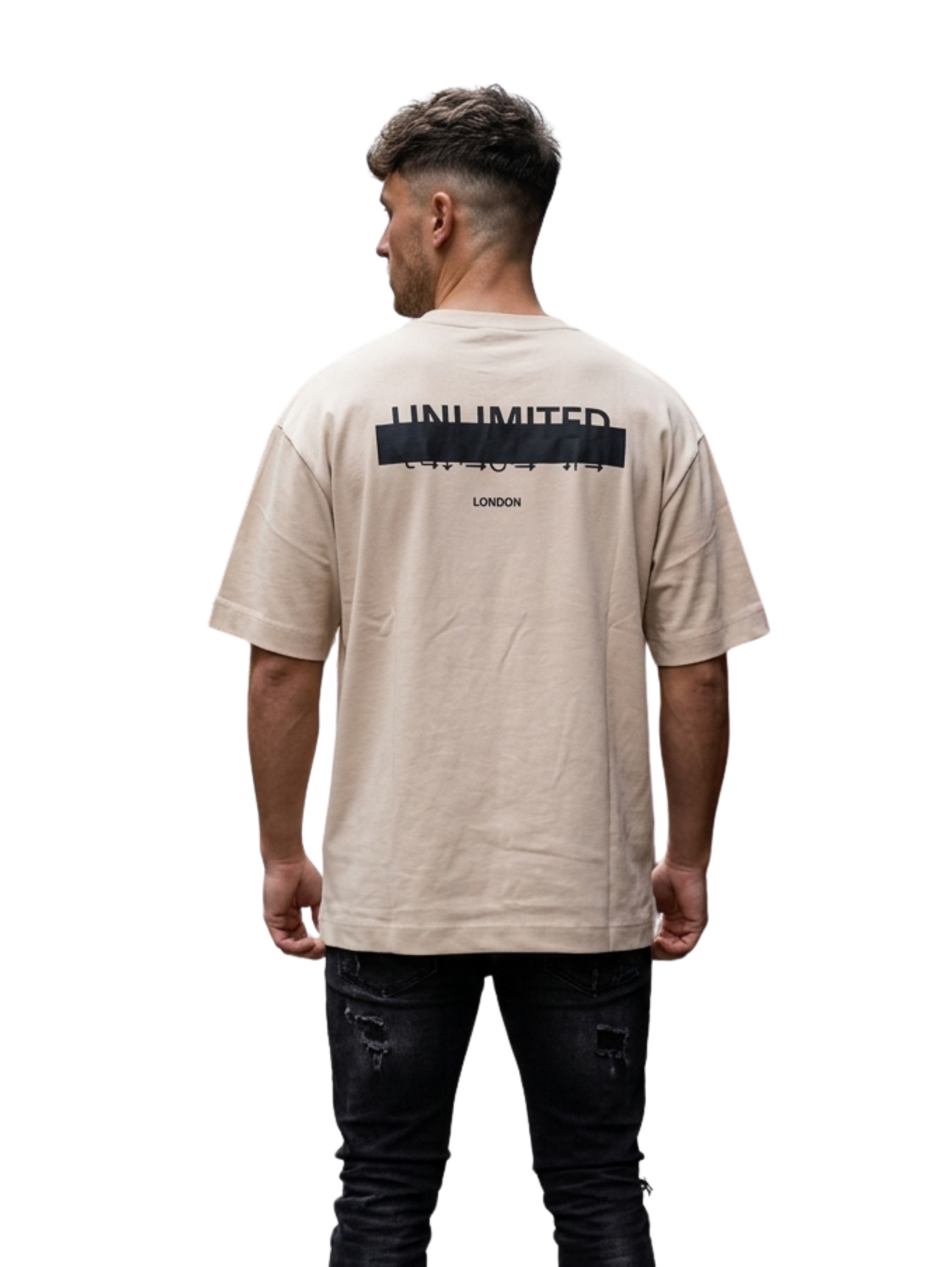 Oversized Beige T-Shirt With Printed Design