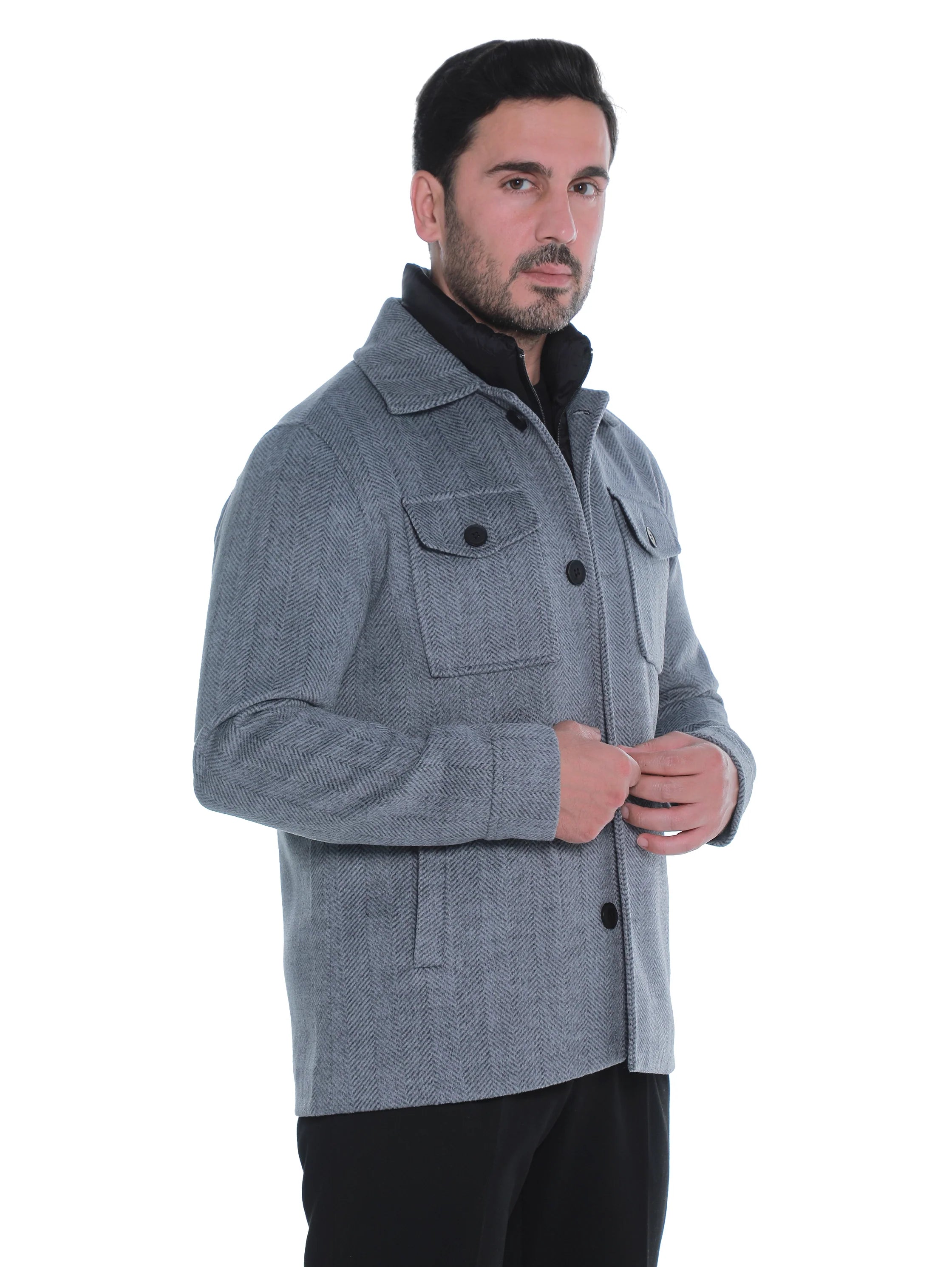 Grey Coat With Removable Inside Layer