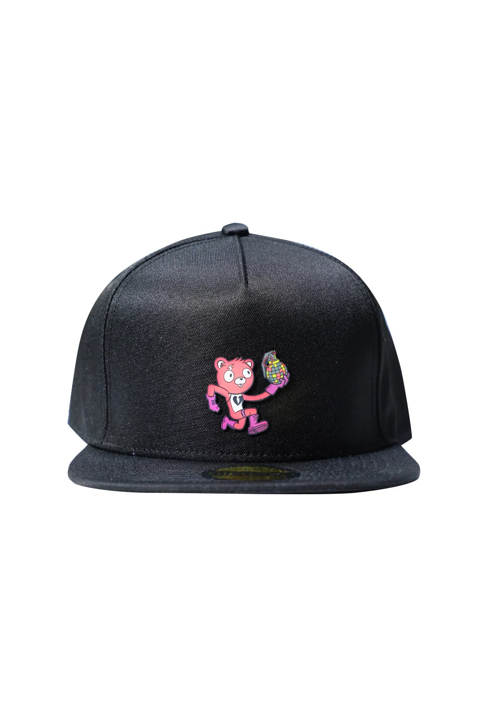 Black Baseball Cap With Carton On The Front
