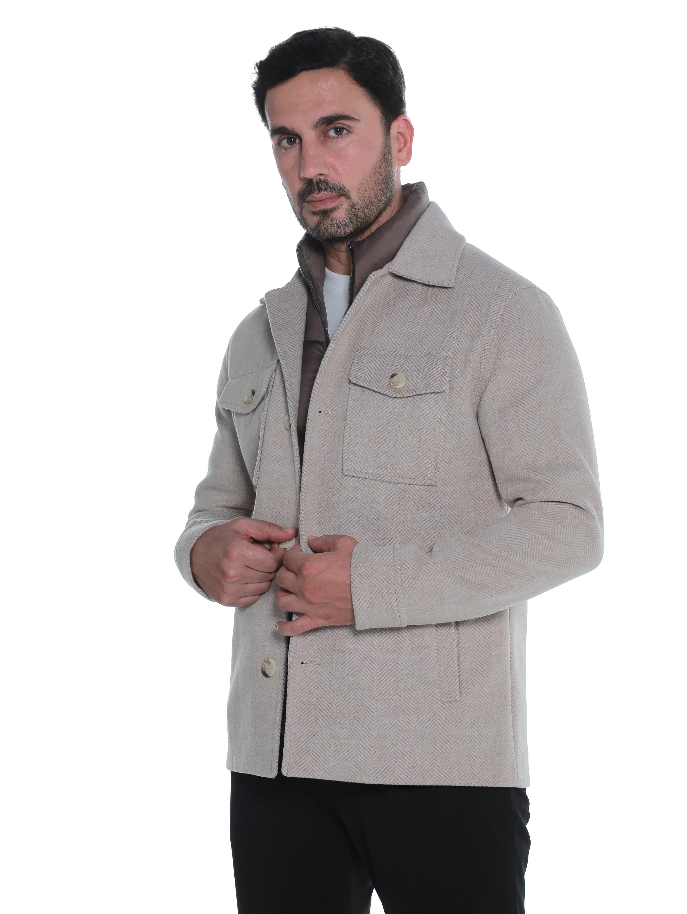 Beige Coat With Removable Inside Layer