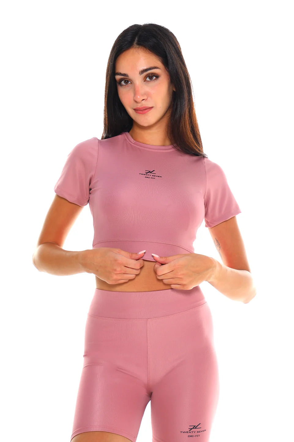 Purple Biker Short With Crop Top Active Set