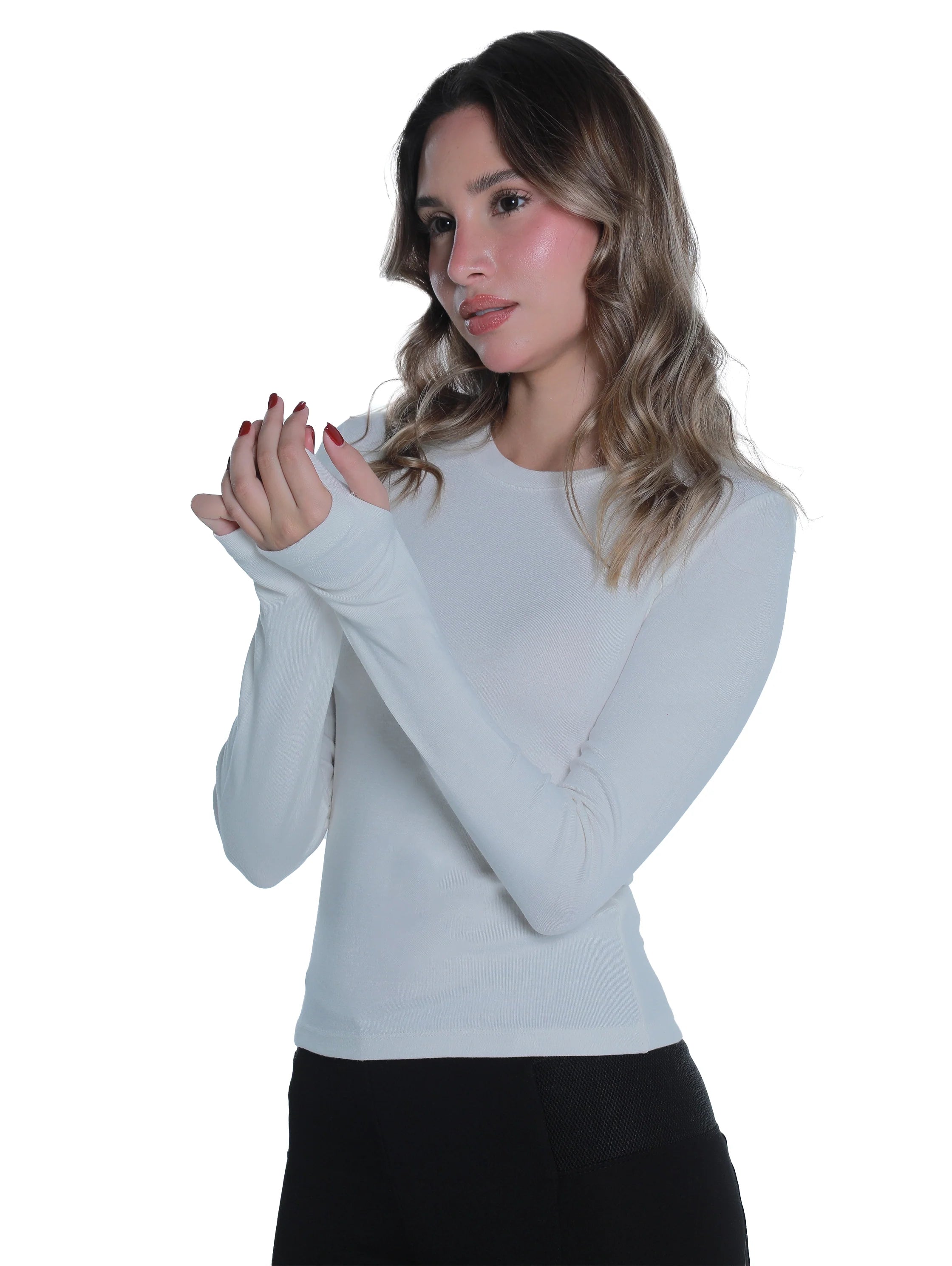 Cotton Offwhite Top With Open Attached Finger