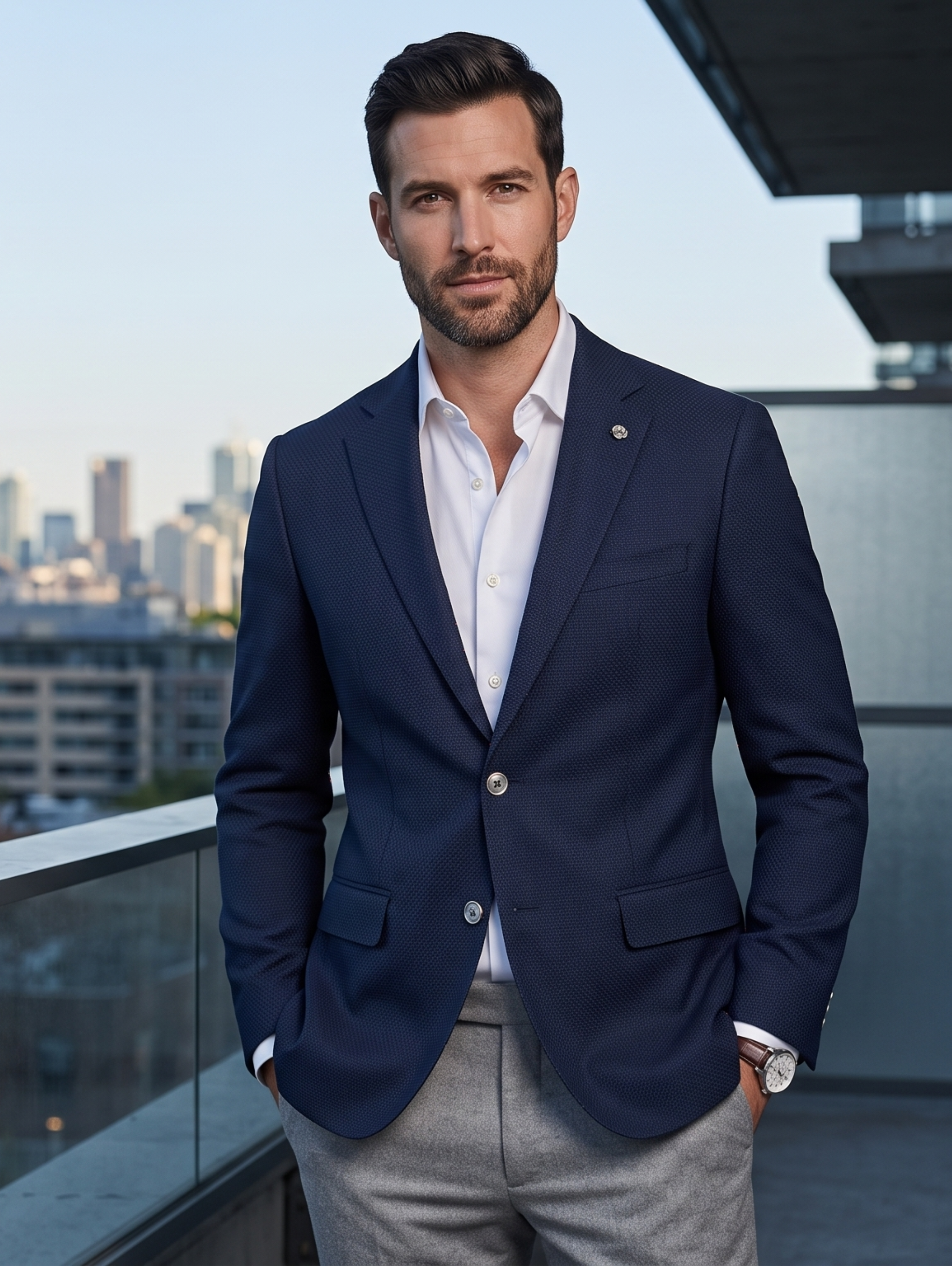 Navy Twin Button Cobalt Blazer
