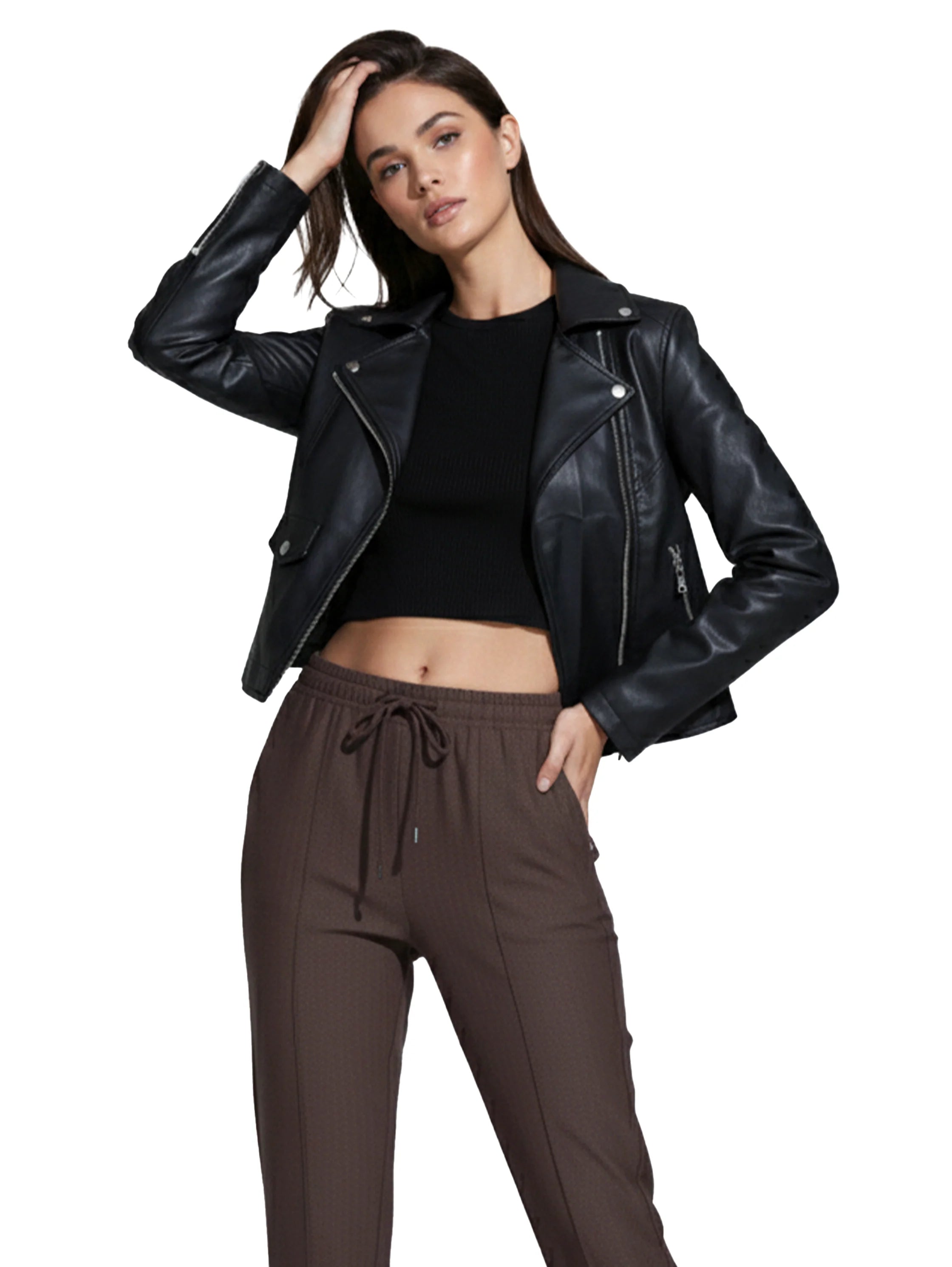 Black Leather Jacket With Zipper To Close