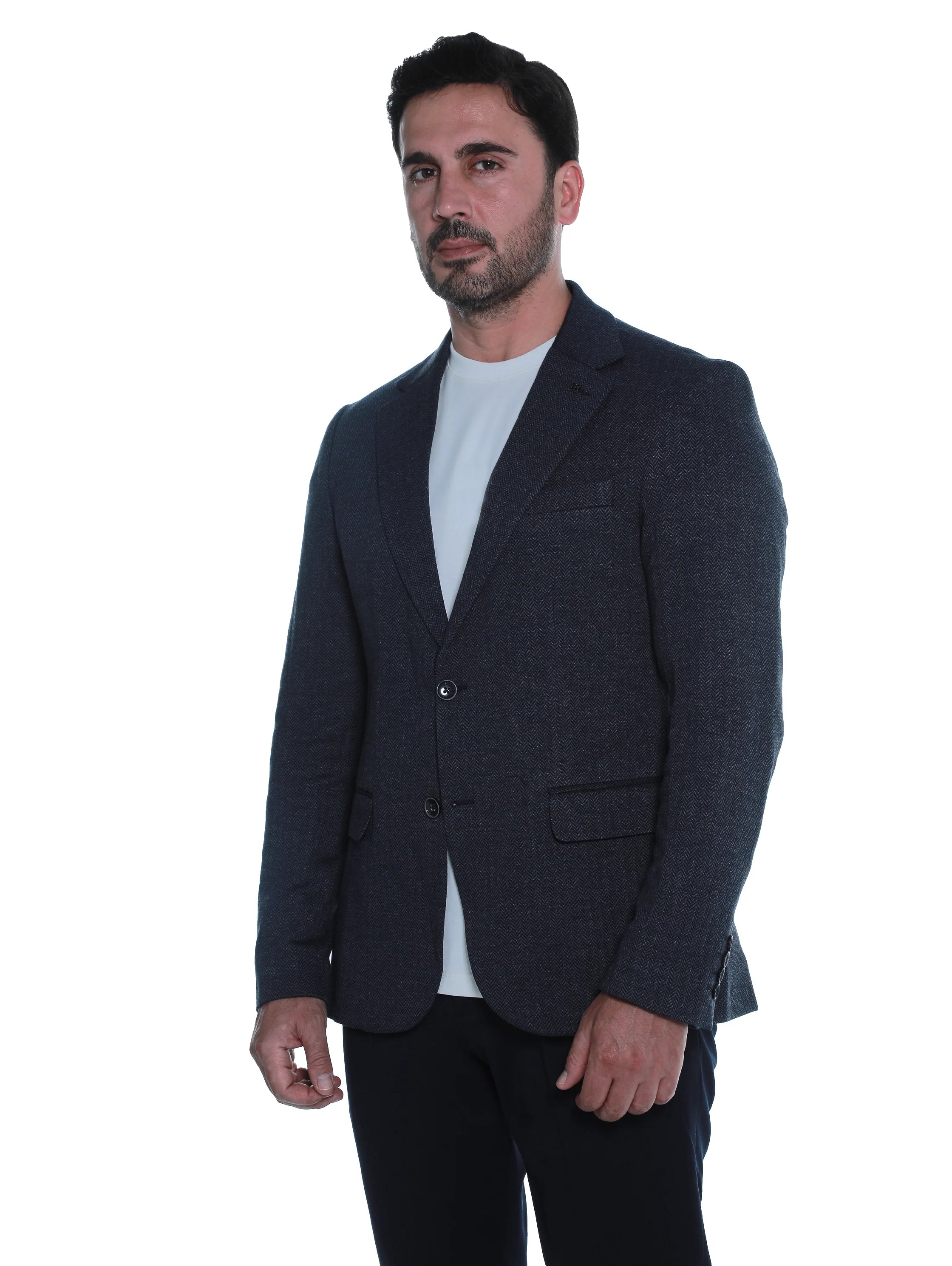 Navy Blazer With Lapel Pockets