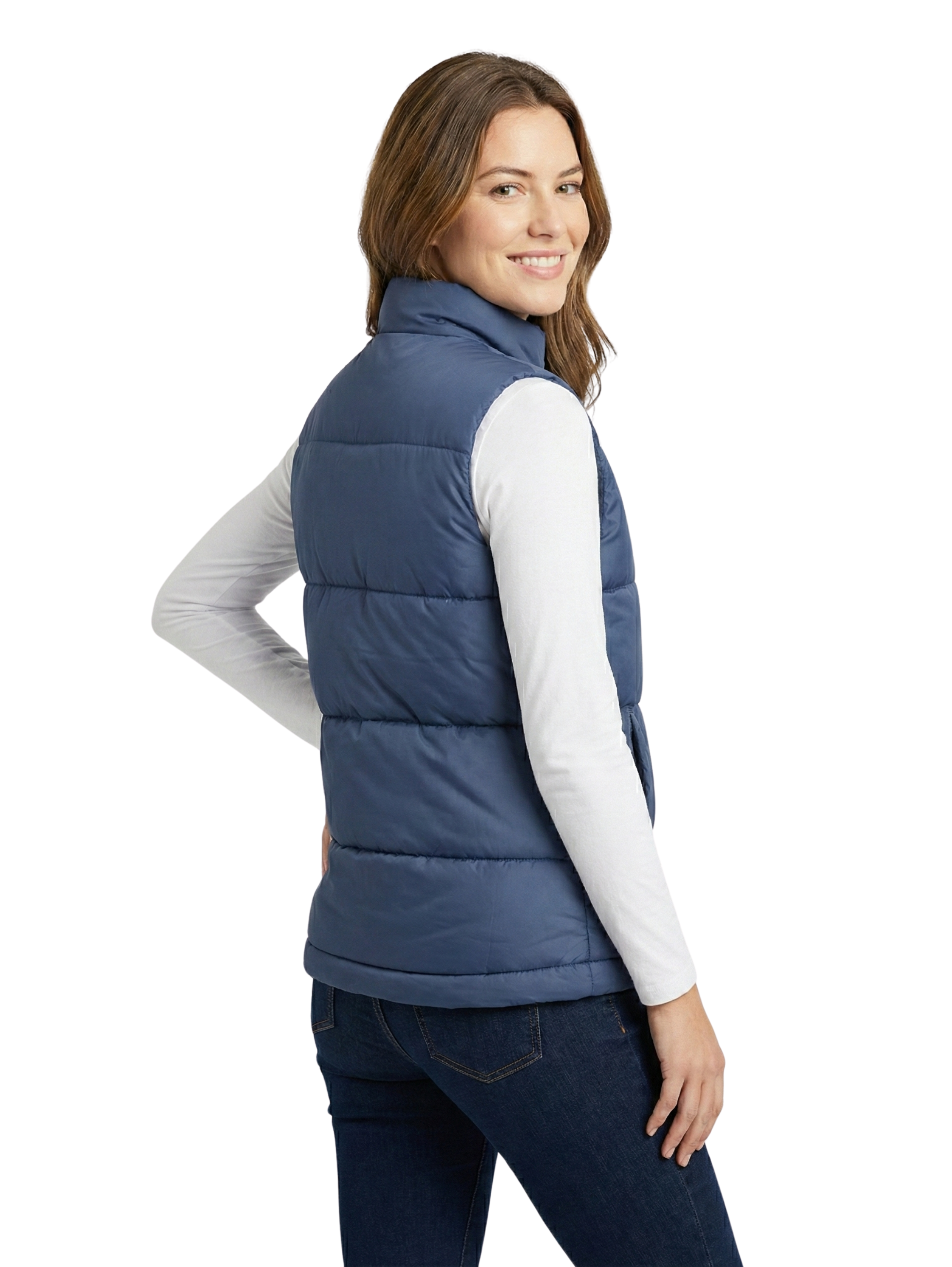 Navy Puffer Zippered Vest