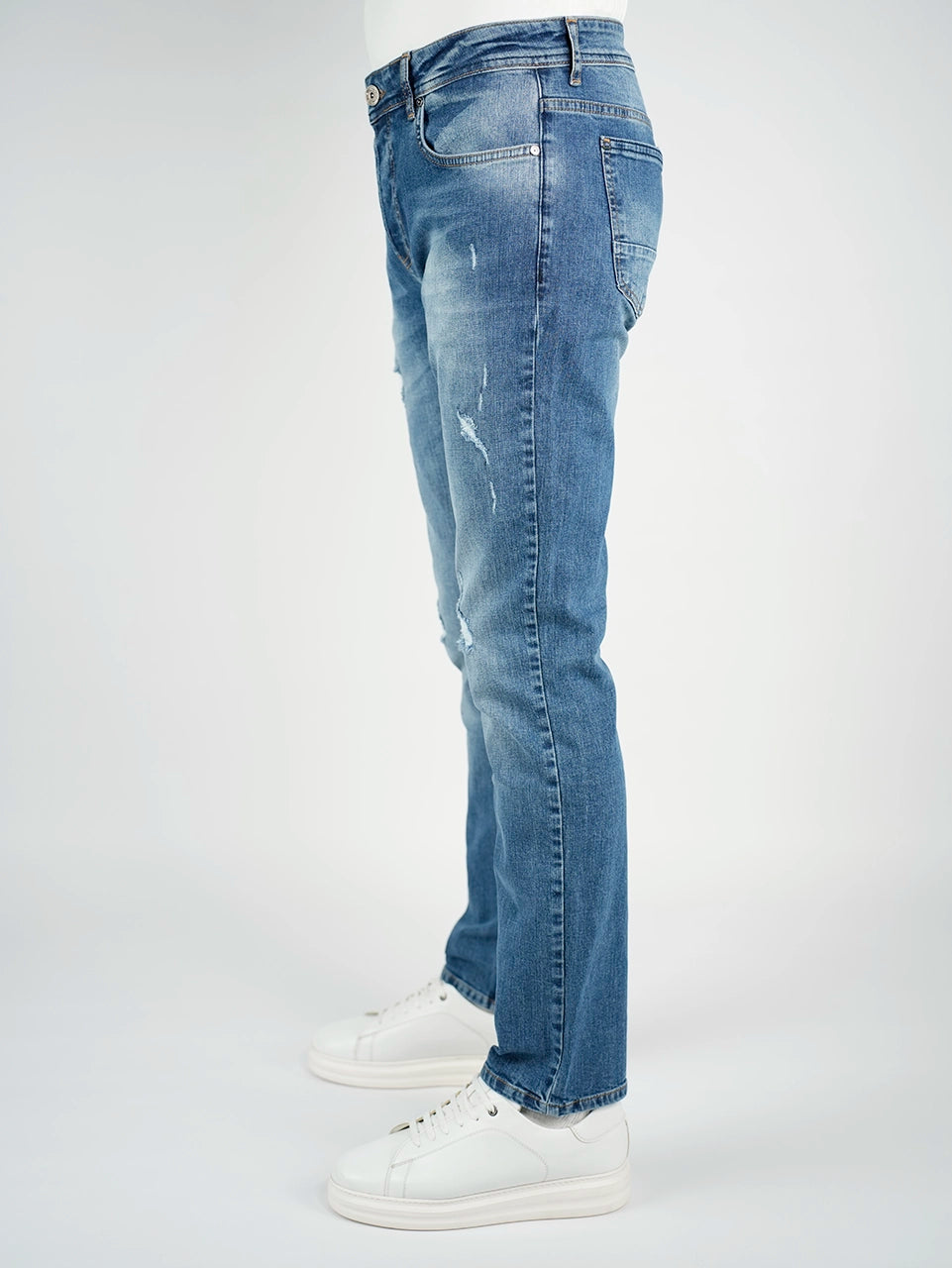 Blue Washed Slim Straight Jeans