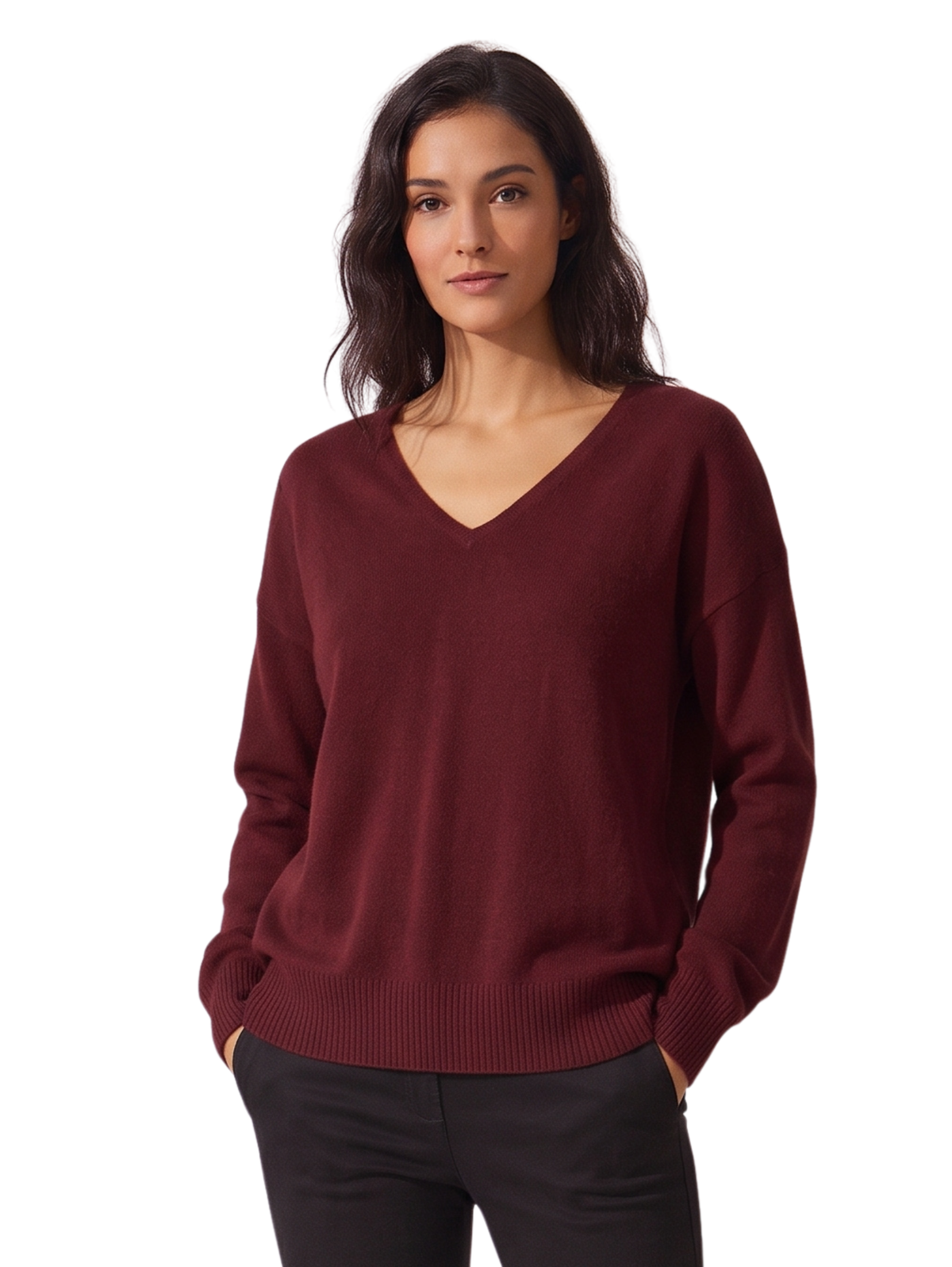 Bordo V-Neckline Pullover