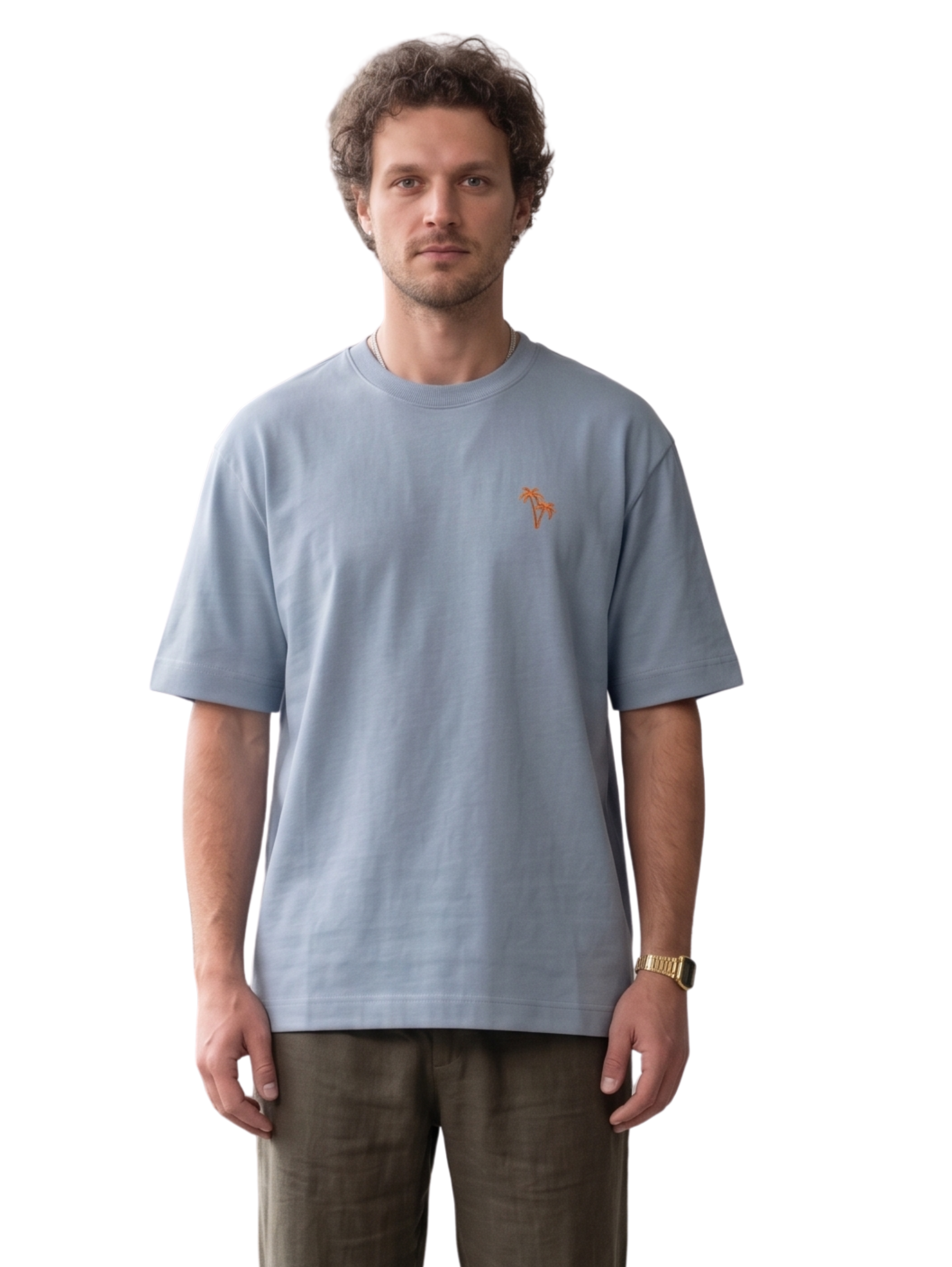 Oversized Denim T-Shirt With Printed Design