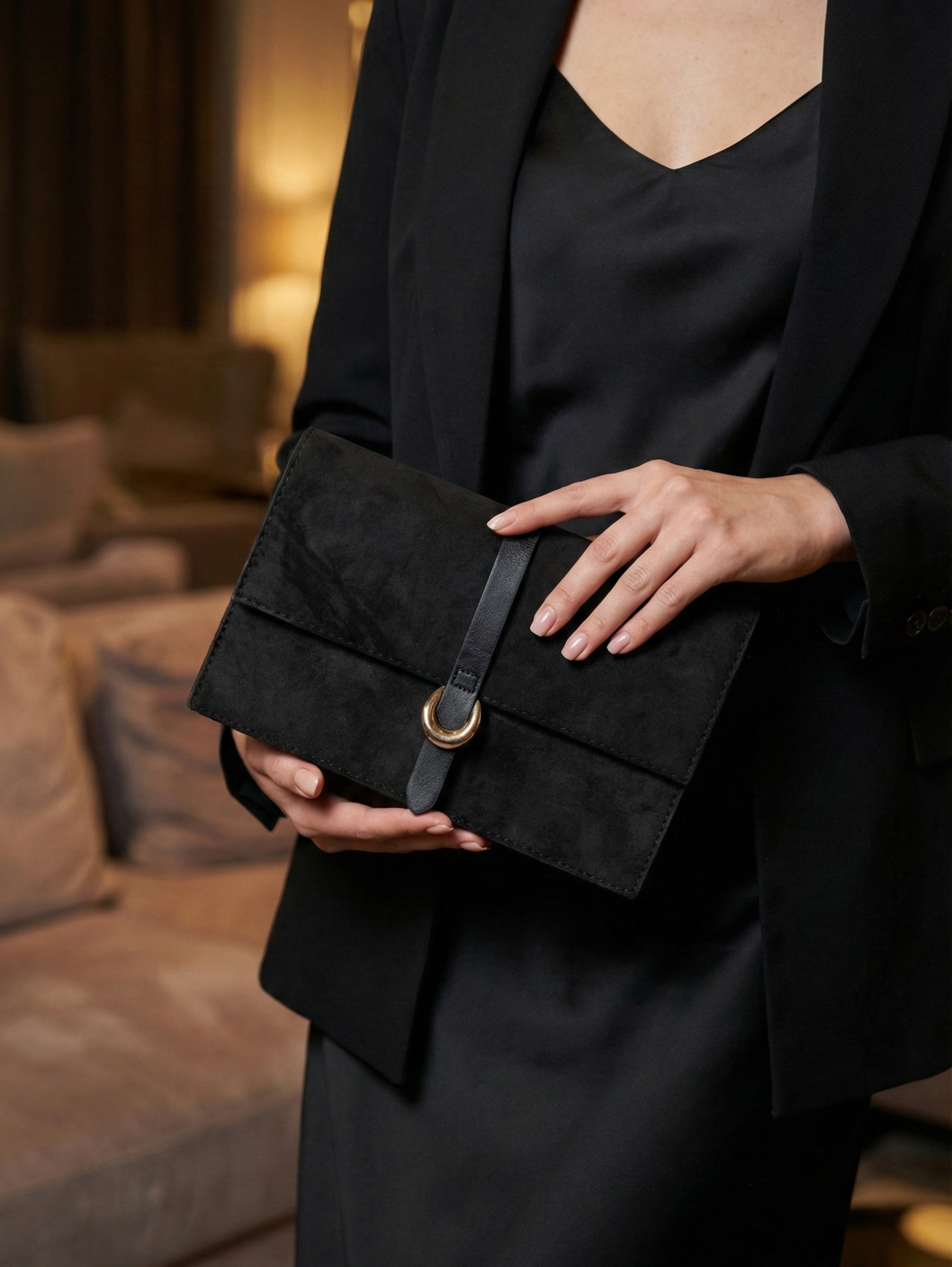 Black Slouchy Tote Hand Bag