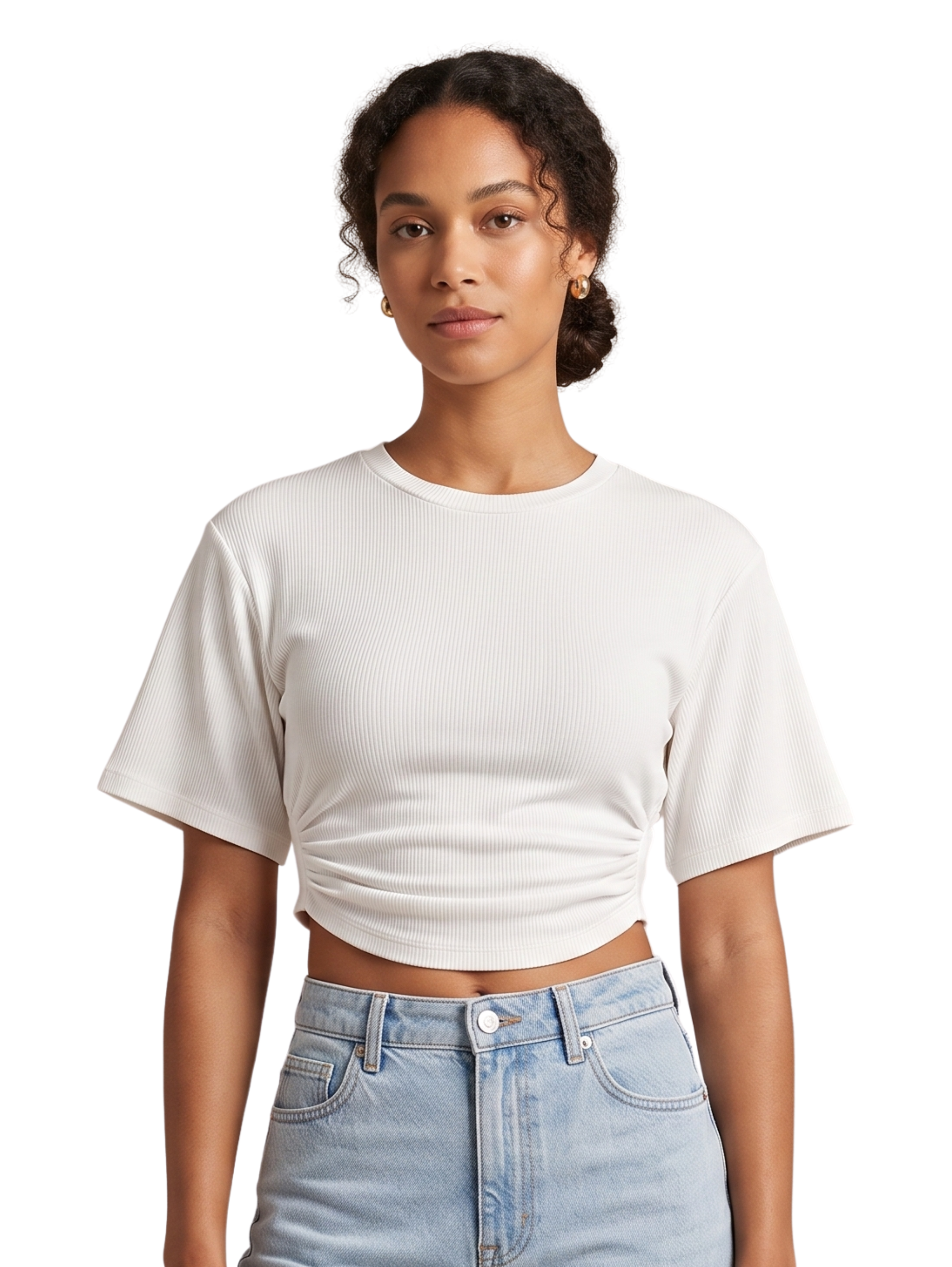 Off White Short Sleeved Plain T-Shirt