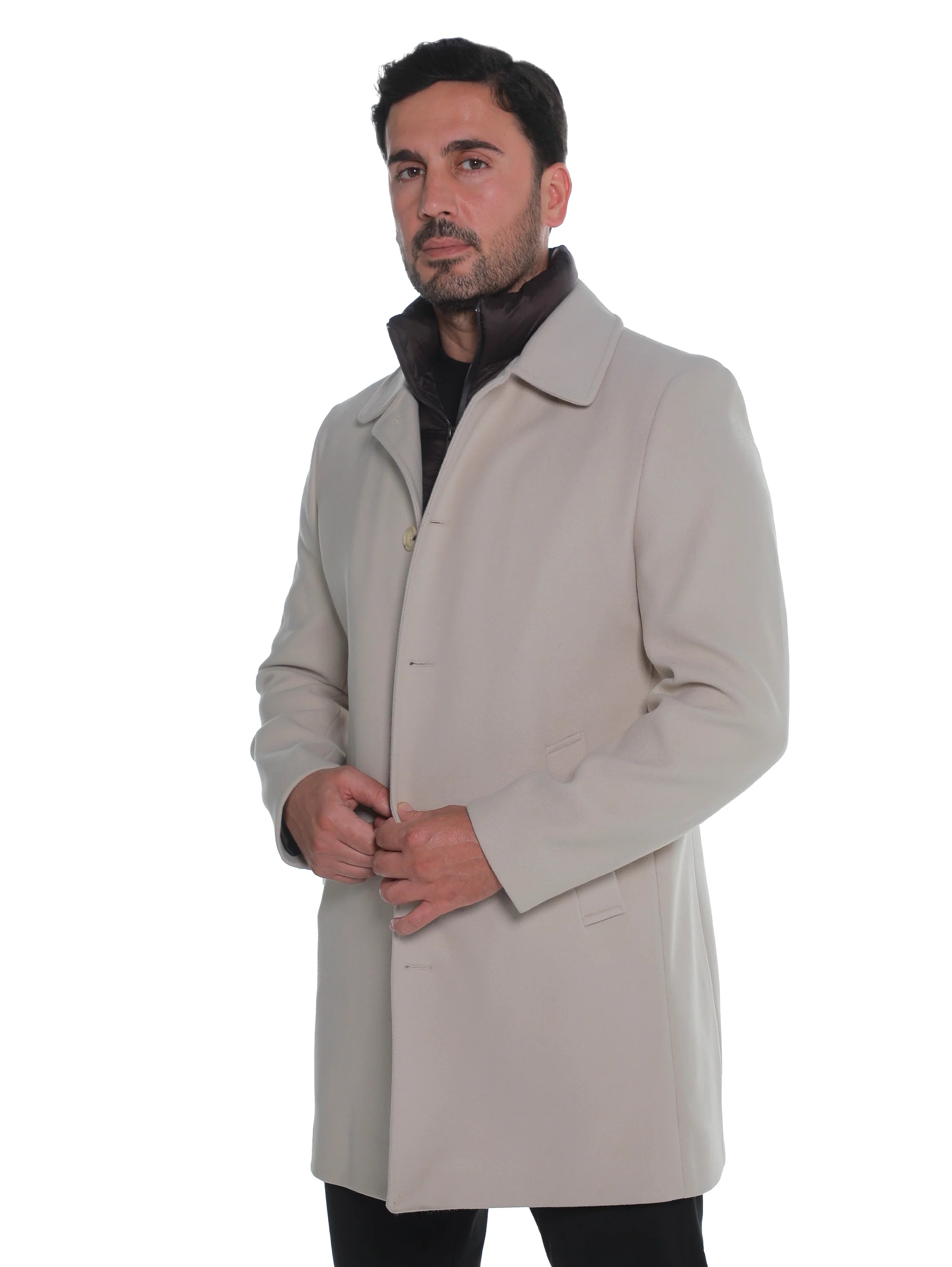 Beige Casual Coat with Double Layer