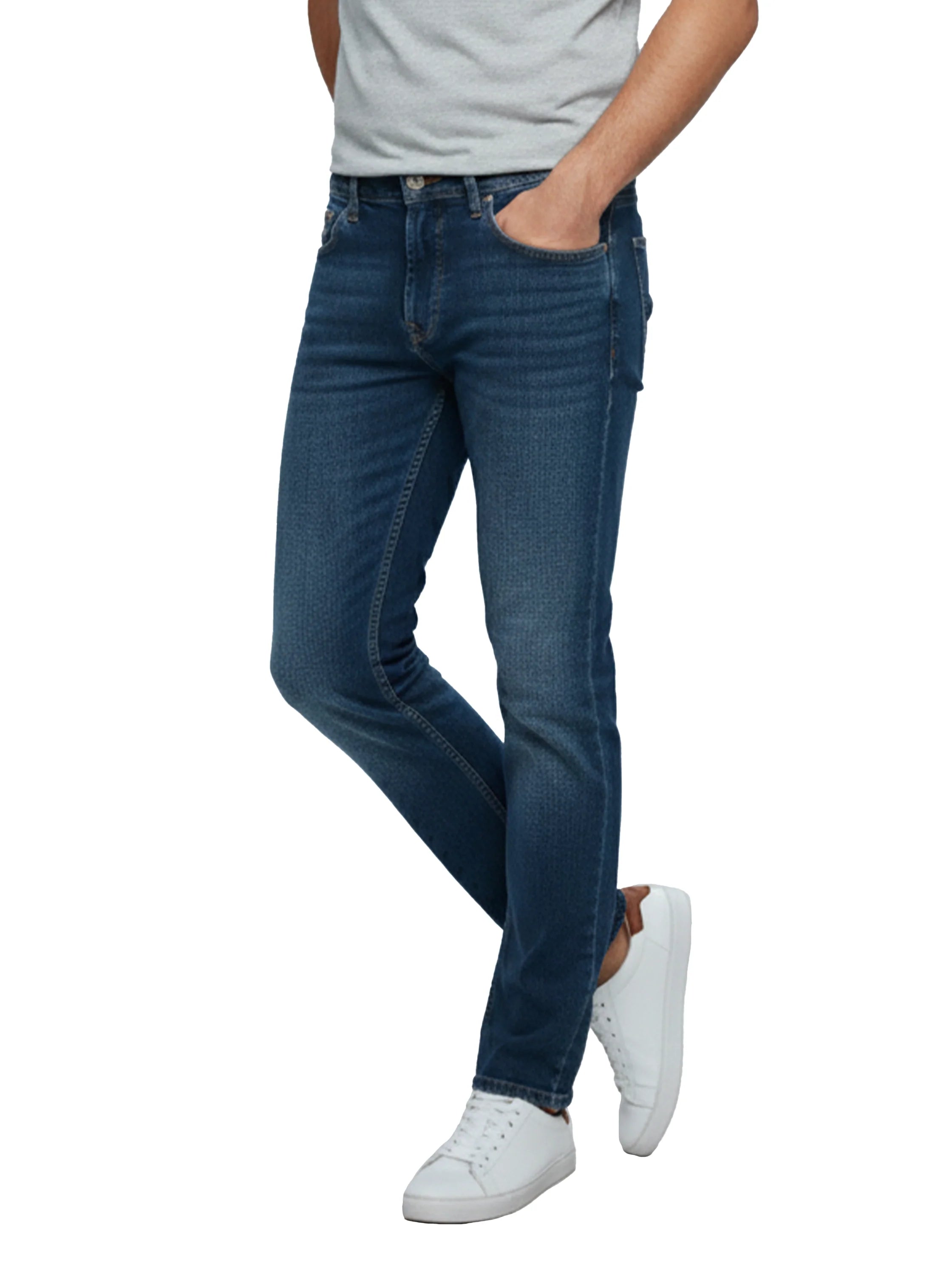 Blue Slim Straight Washed Jeans