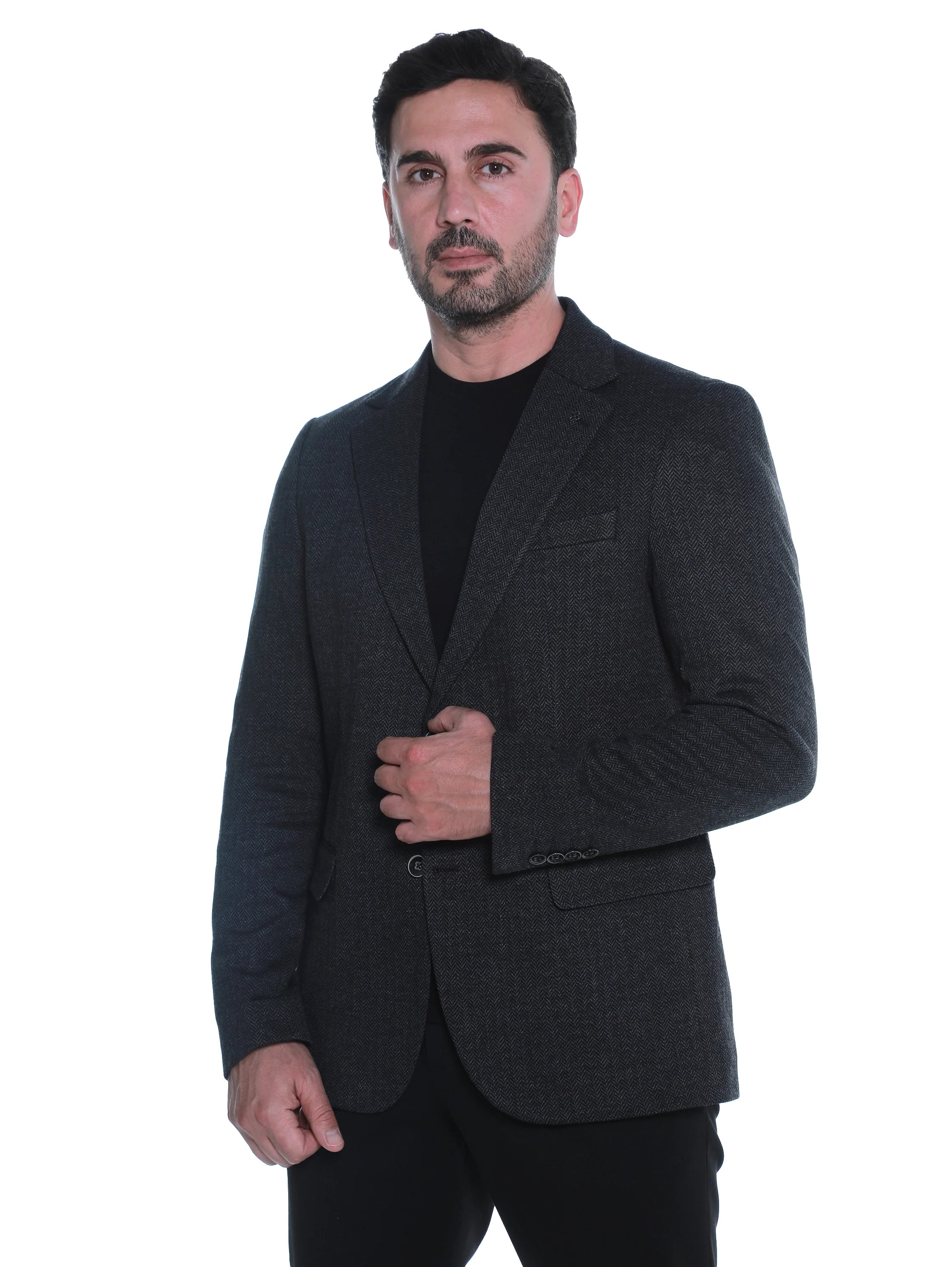 Black Blazer With Lapel Pockets