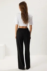 Trendyol Black Straight Pant With Back Elastic Waist