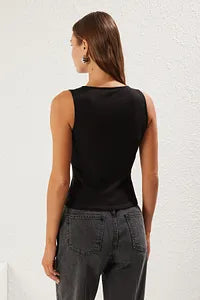 Trendyol Fitted Black Blouse With Lace Detail