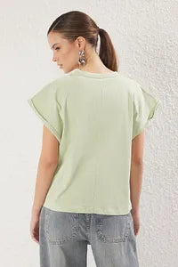 Trendyol Mint Cotton T-shirt With Pocket Attached Style