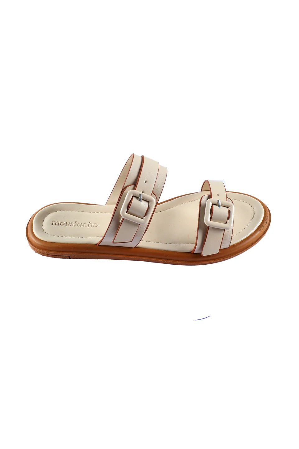 Double Strap Flat Beige Slipper