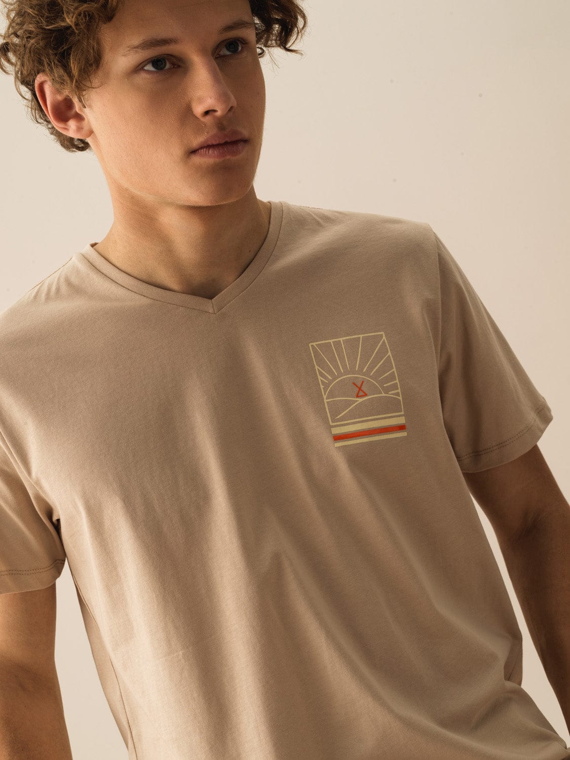 Men V-neck Designed Summer T-shirt