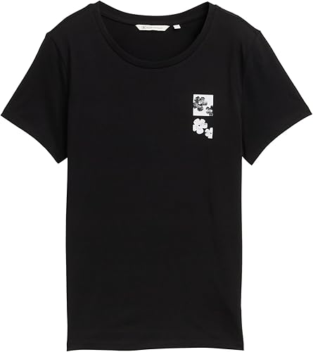 Tom Tailor Black Cotton T-shirt With Front Design