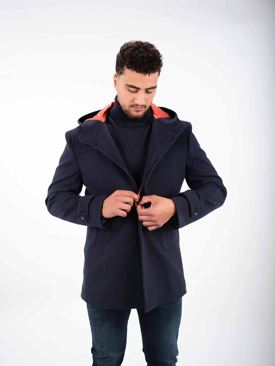 Navy Hooded Coat