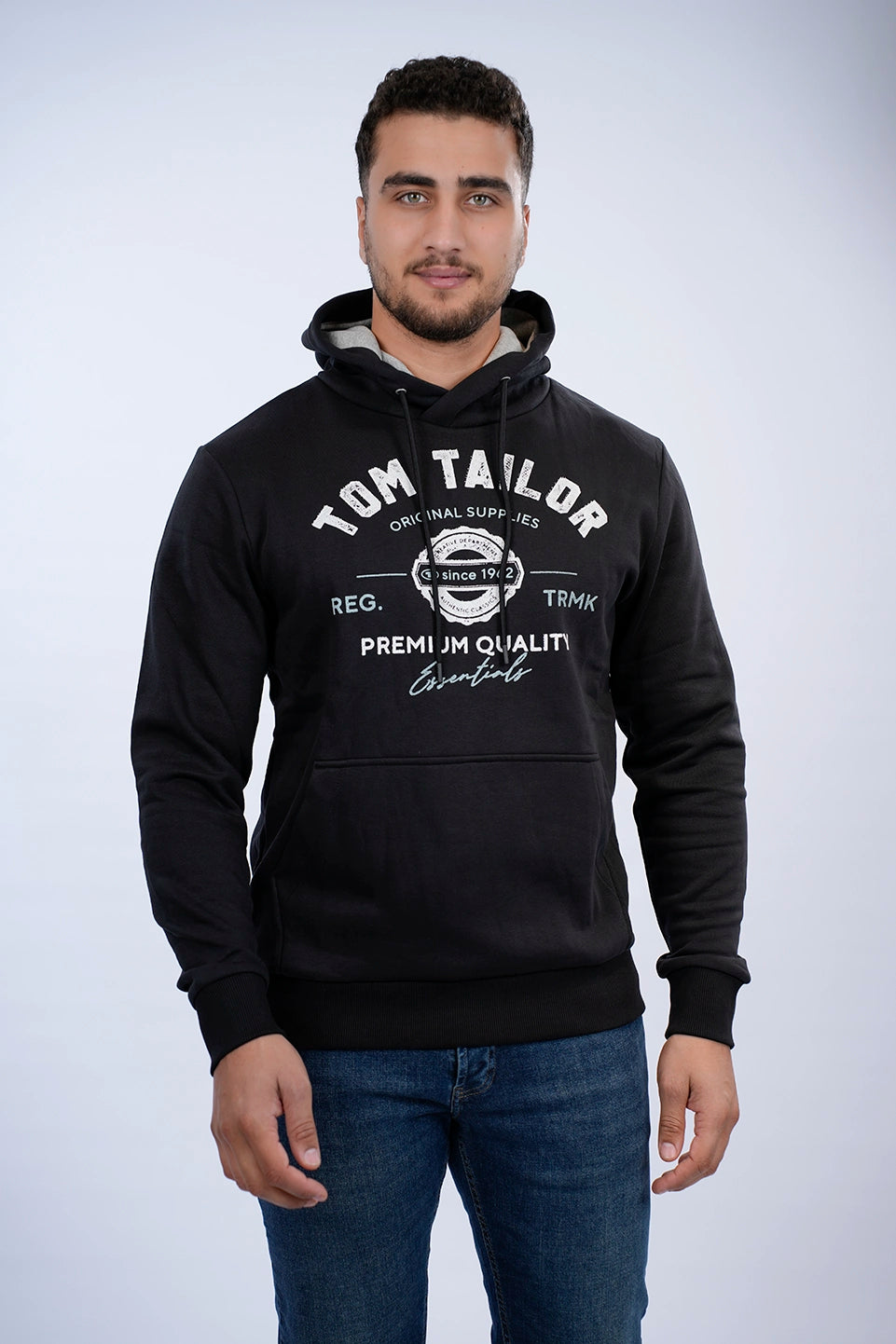 Tom Tailor Black Hoodie With Front Logo