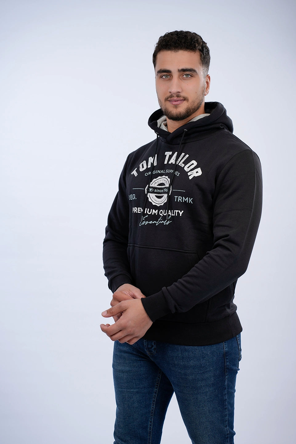 Tom Tailor Black Hoodie With Front Logo