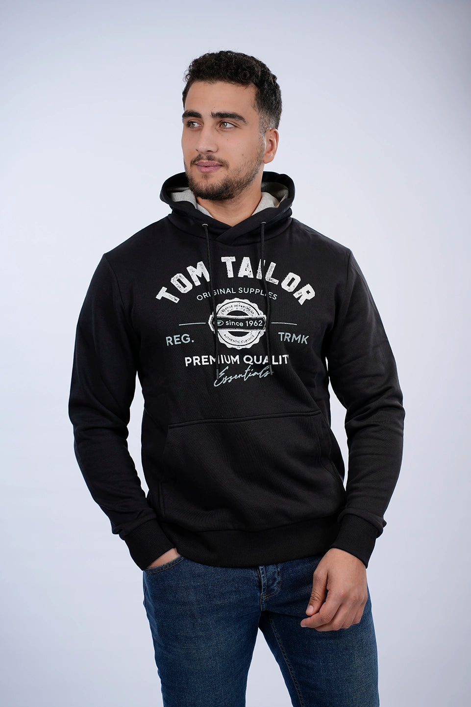 Tom Tailor Black Hoodie With Front Logo