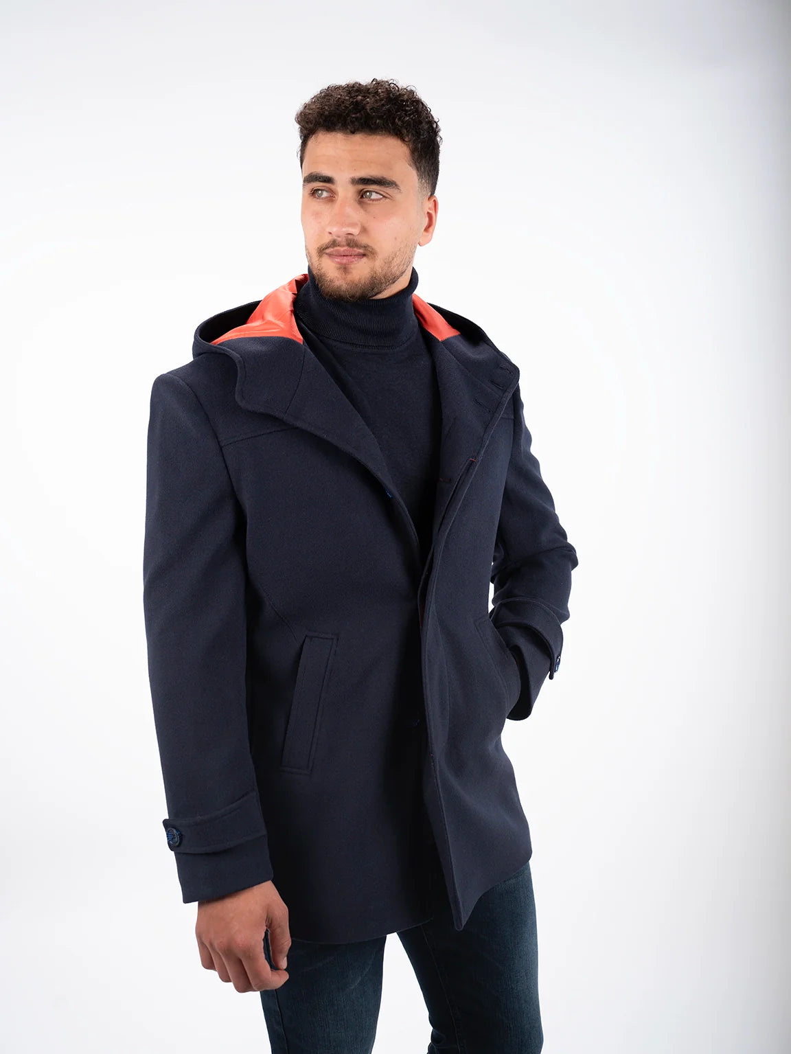 Navy Hooded Coat