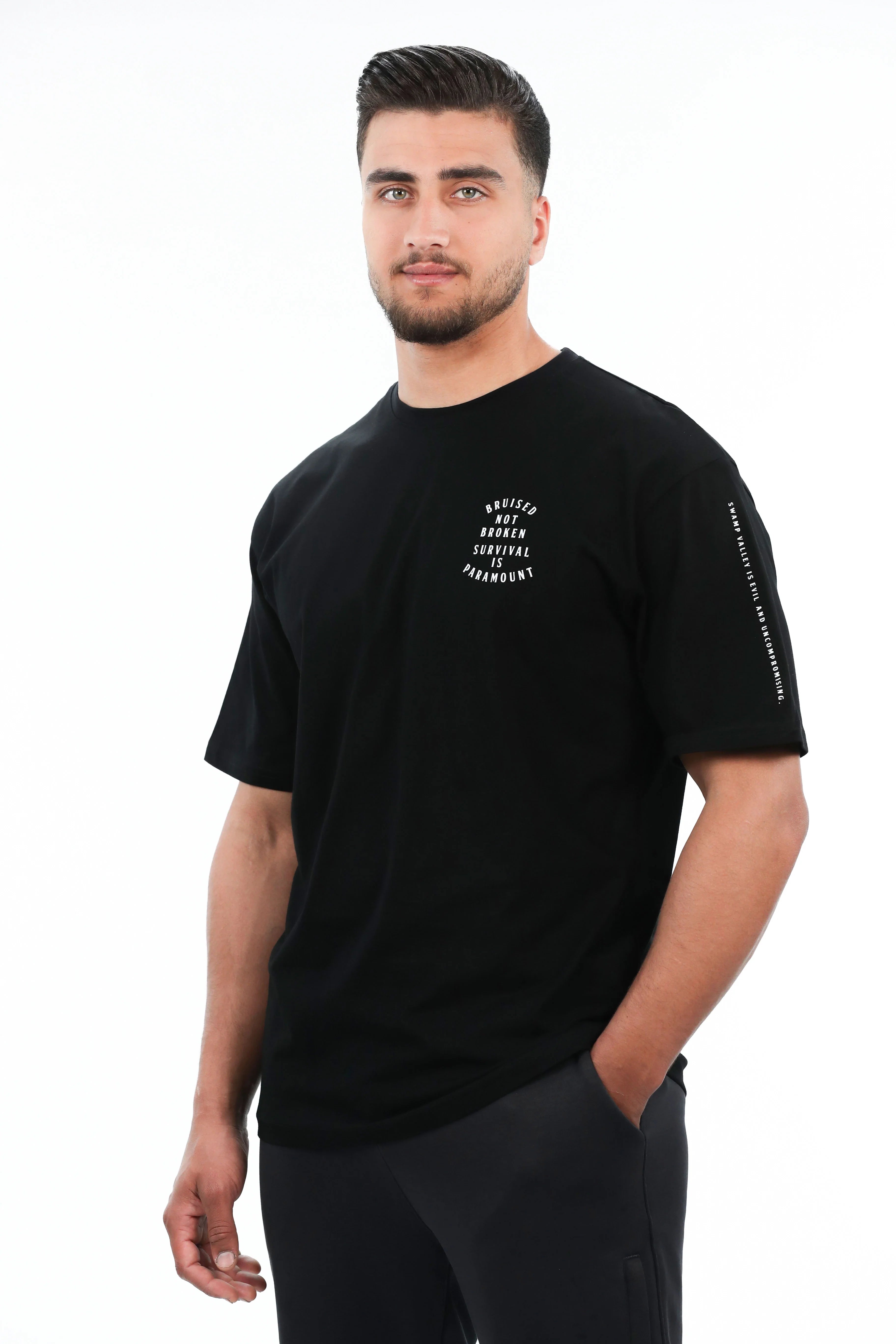 Oversized Black T-shirt With Front Design