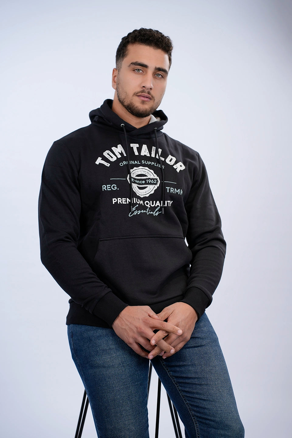 Tom Tailor Black Hoodie With Front Logo